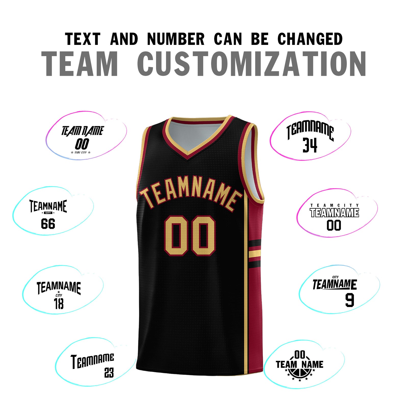 Custom Youth Basketball Jersey - Black Crimson Two-Tone Varsity Jersey Set