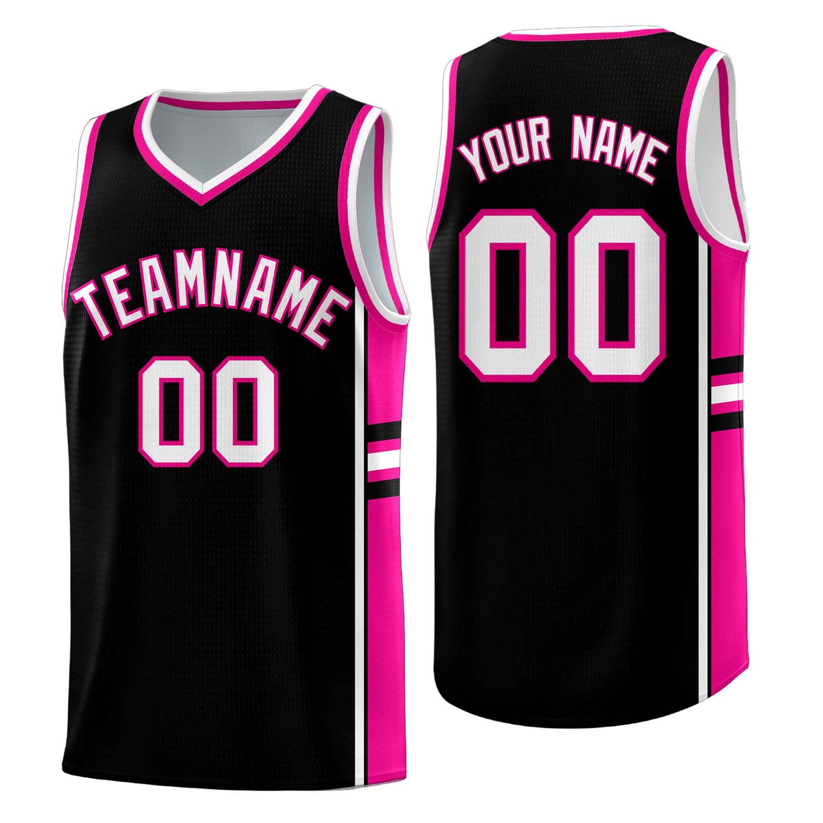 Custom Youth Basketball Jersey - Black Pink Two-Tone Classic Varsity Uniform