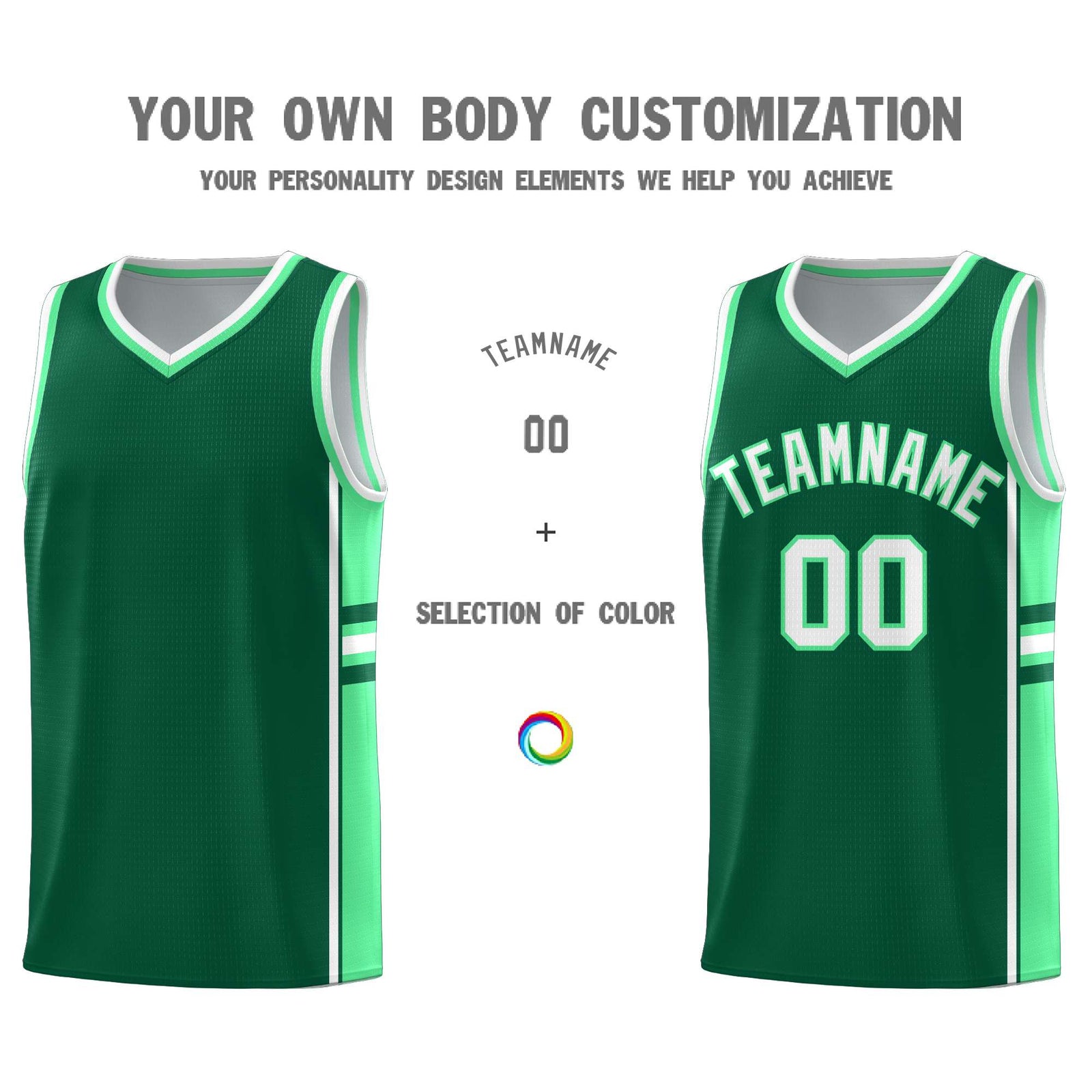 Custom Youth Basketball Jersey - Kelly Green Green Two-Tone Classic Varsity Uniform