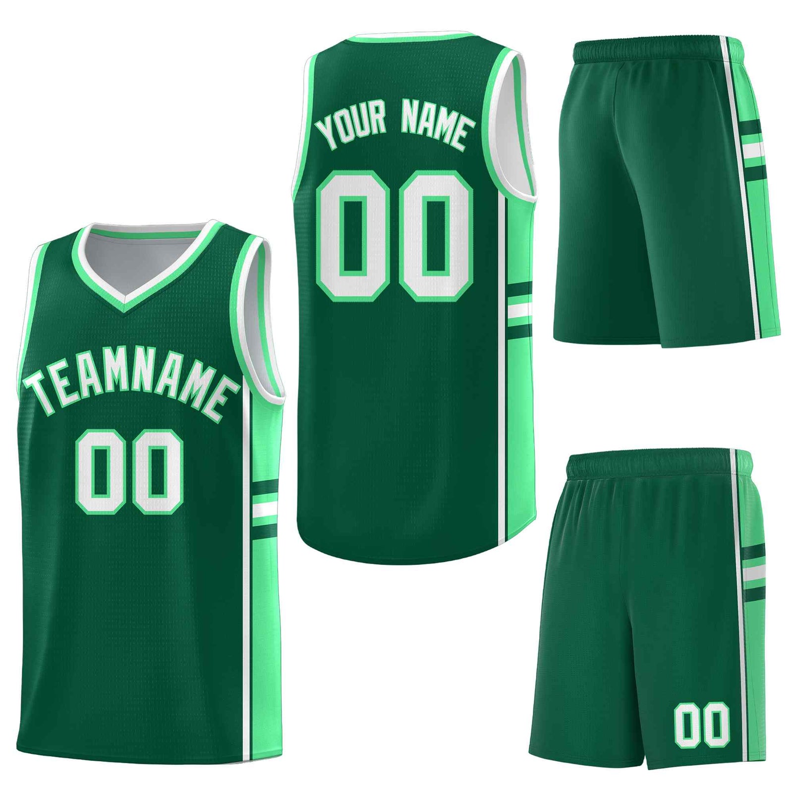 Custom Kelly Green Green Classic Color Block Wrinkle-Resistant Personalized Uniform Basketball Jersey