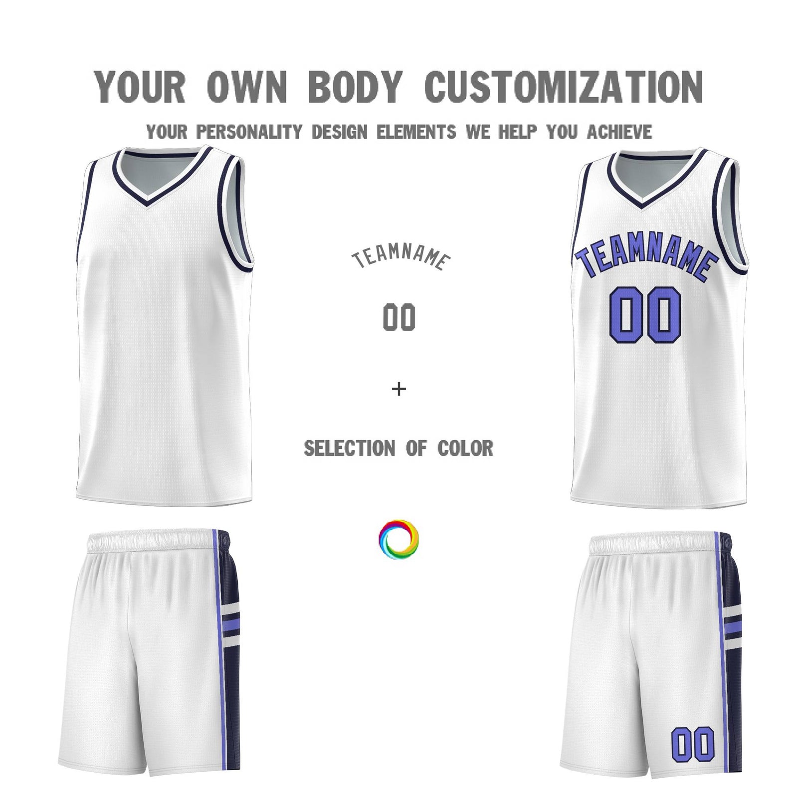 Custom Youth Basketball Jersey - White Navy Two-Tone Varsity Jersey Set