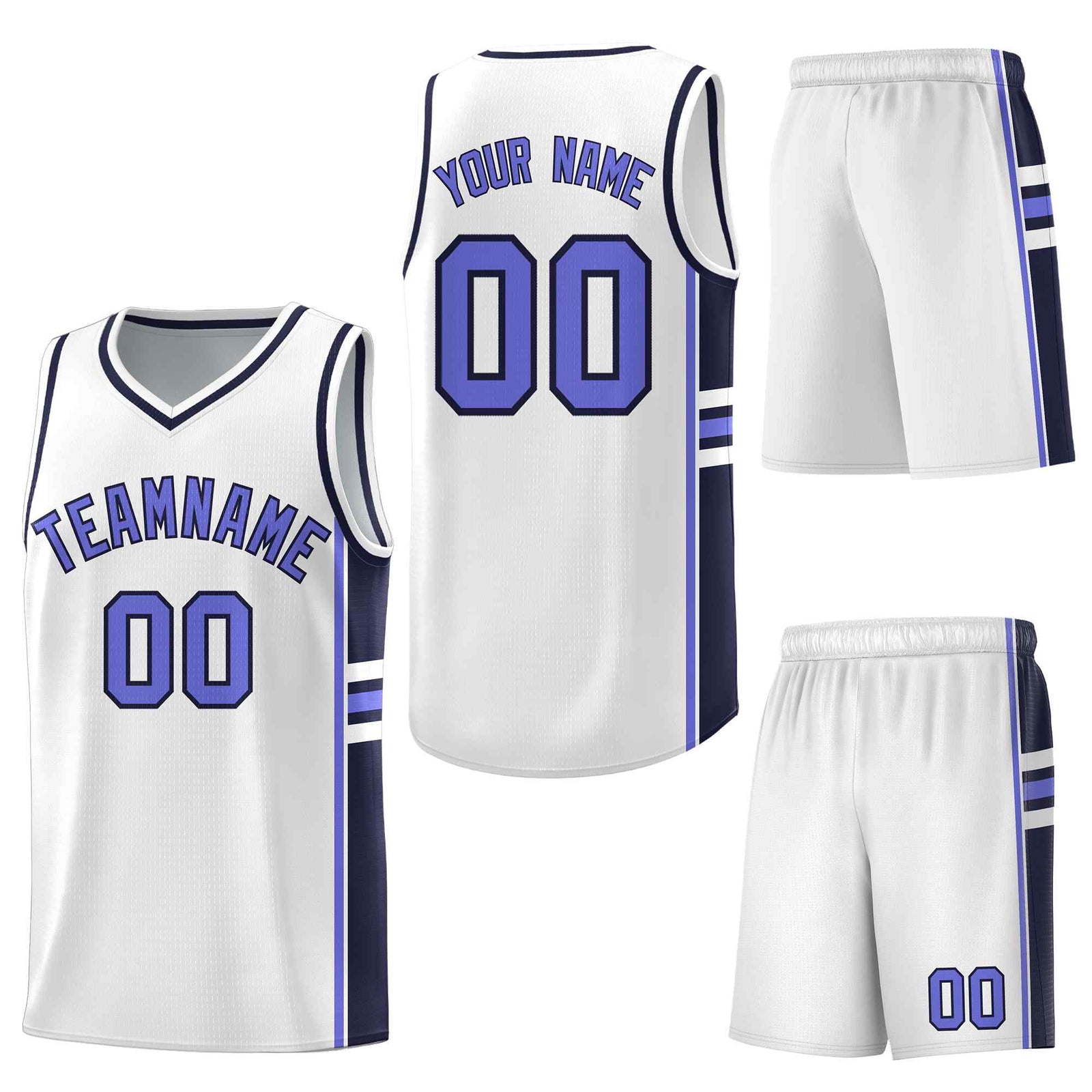 Custom White Navy Classic Color Block Lightweight Personalized Uniform Basketball Jersey
