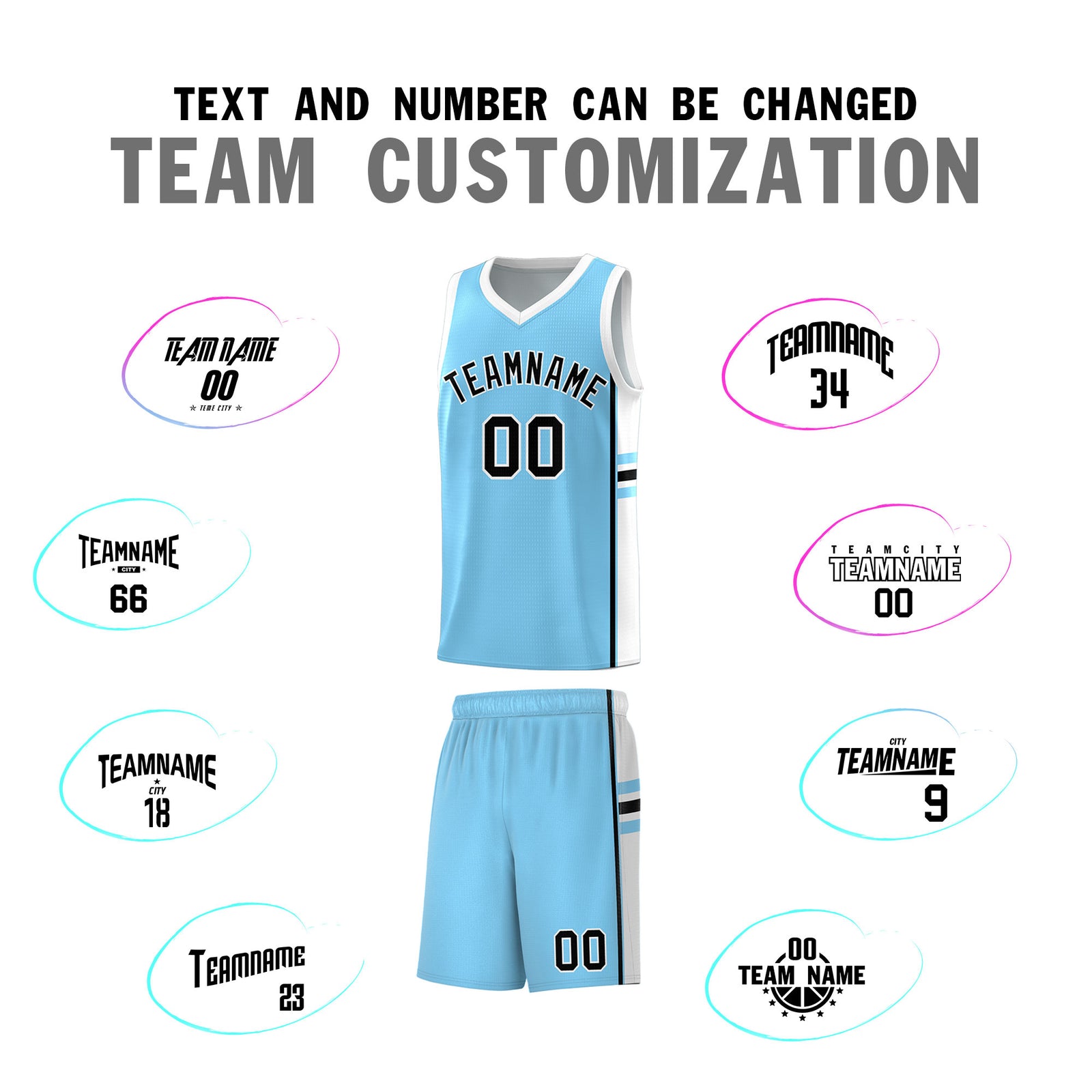 Custom Youth Basketball Jersey - Light Blue White Personalized Varsity Two-Tone Uniform