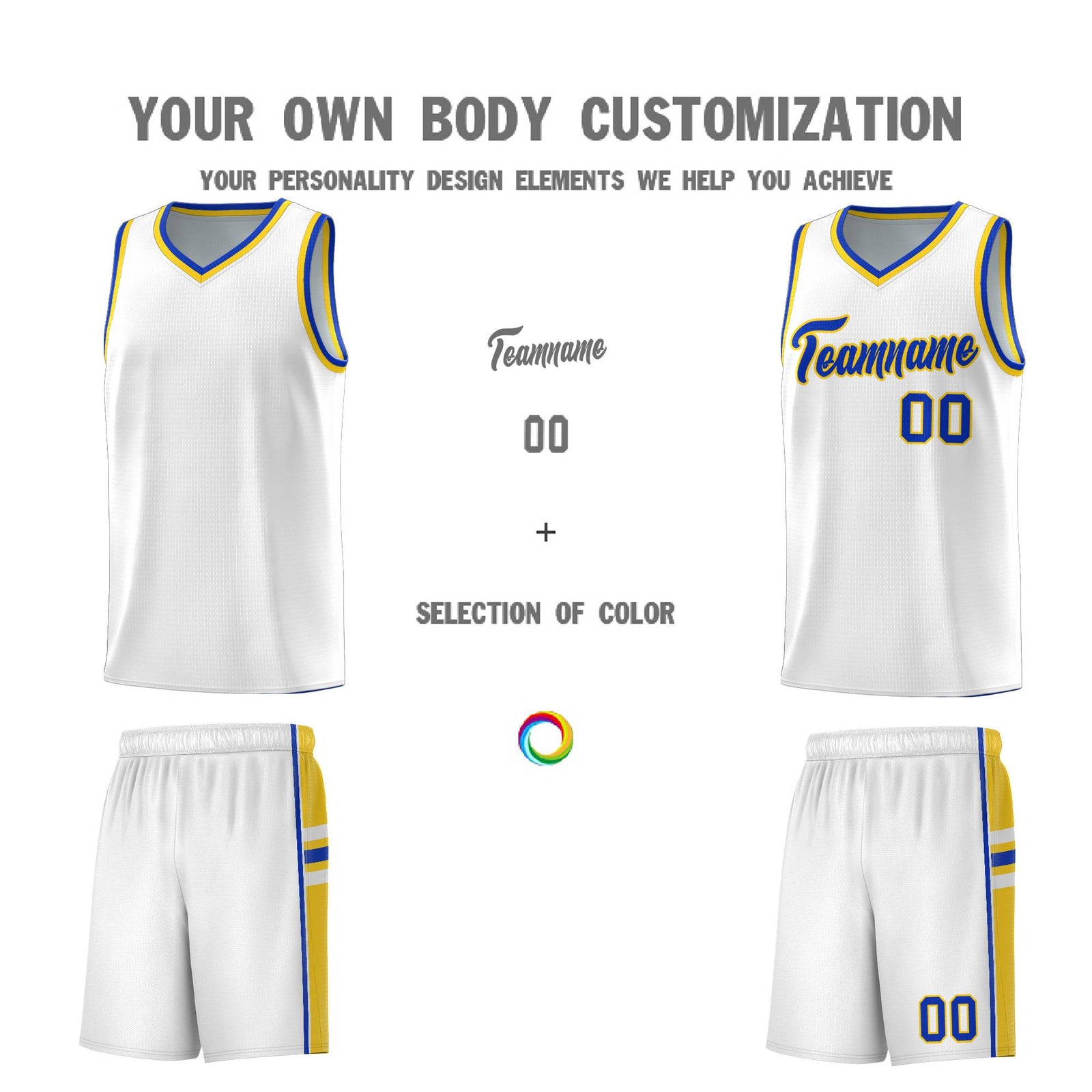 Custom Youth Basketball Jersey - White Gold Personalized Varsity Two-Tone Uniform