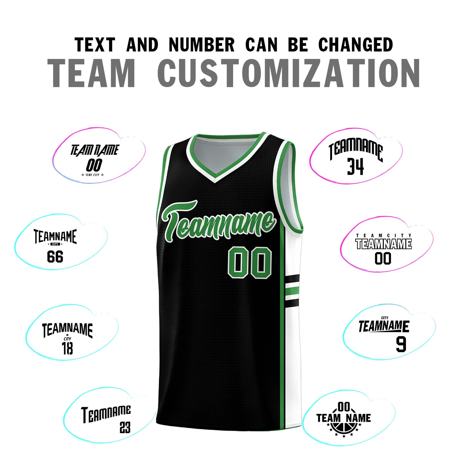 Custom Youth Basketball Jersey - Black Kelly Green Two-Tone Classic Varsity Uniform