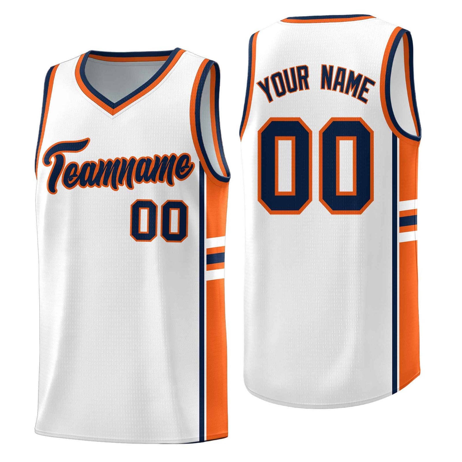 Custom Youth Basketball Jersey - White Orange Personalized Varsity Two-Tone Uniform