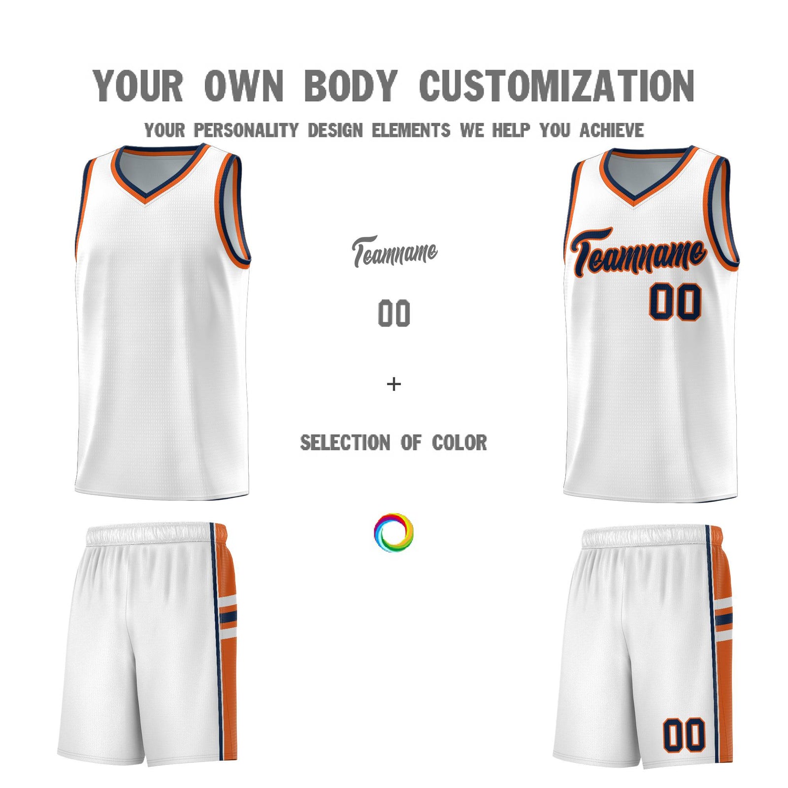 Custom Youth Basketball Jersey - White Orange Personalized Varsity Two-Tone Uniform