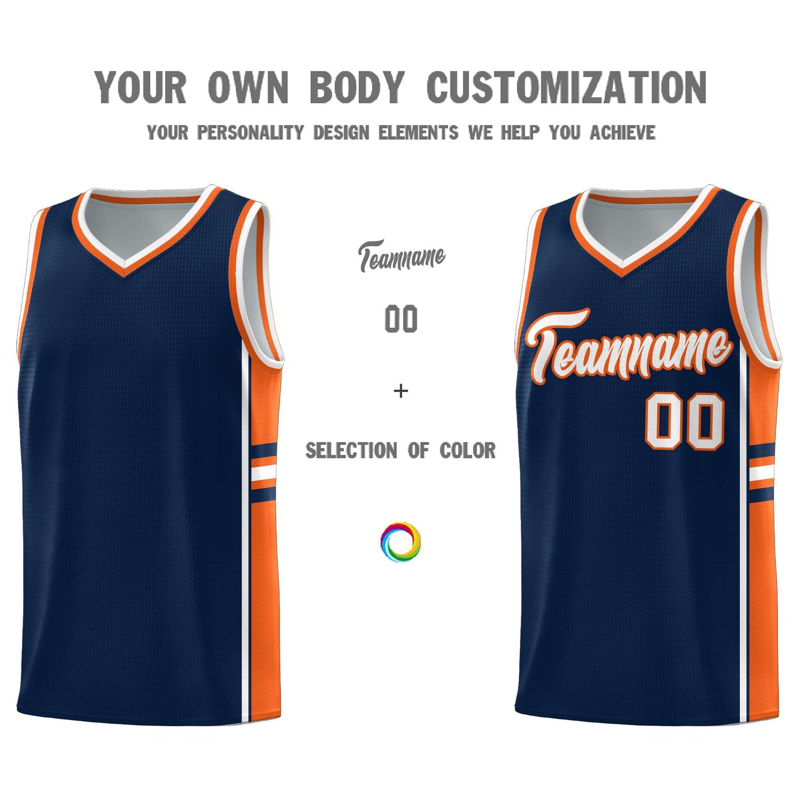 Custom Youth Basketball Jersey - Navy Orange Two-Tone Varsity Jersey Set