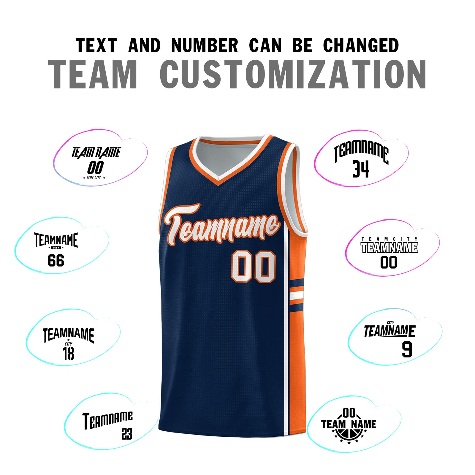 Custom Youth Basketball Jersey - Navy Orange Two-Tone Varsity Jersey Set