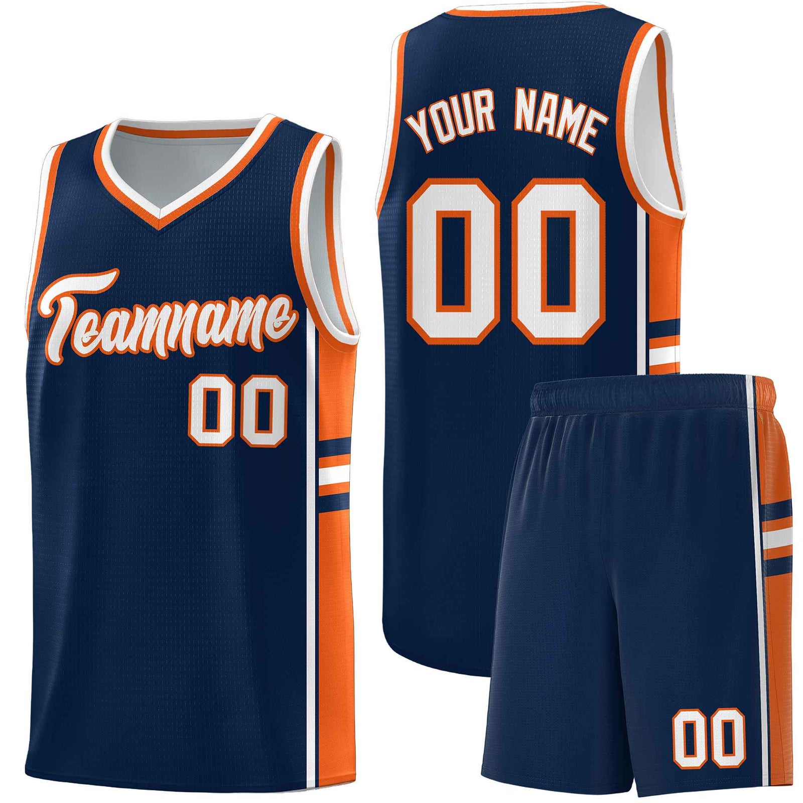 Custom Youth Basketball Jersey - Navy Orange Two-Tone Varsity Jersey Set