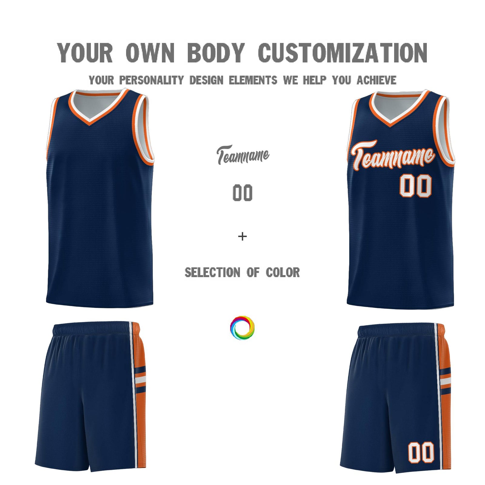 Custom Youth Basketball Jersey - Navy Orange Two-Tone Varsity Jersey Set