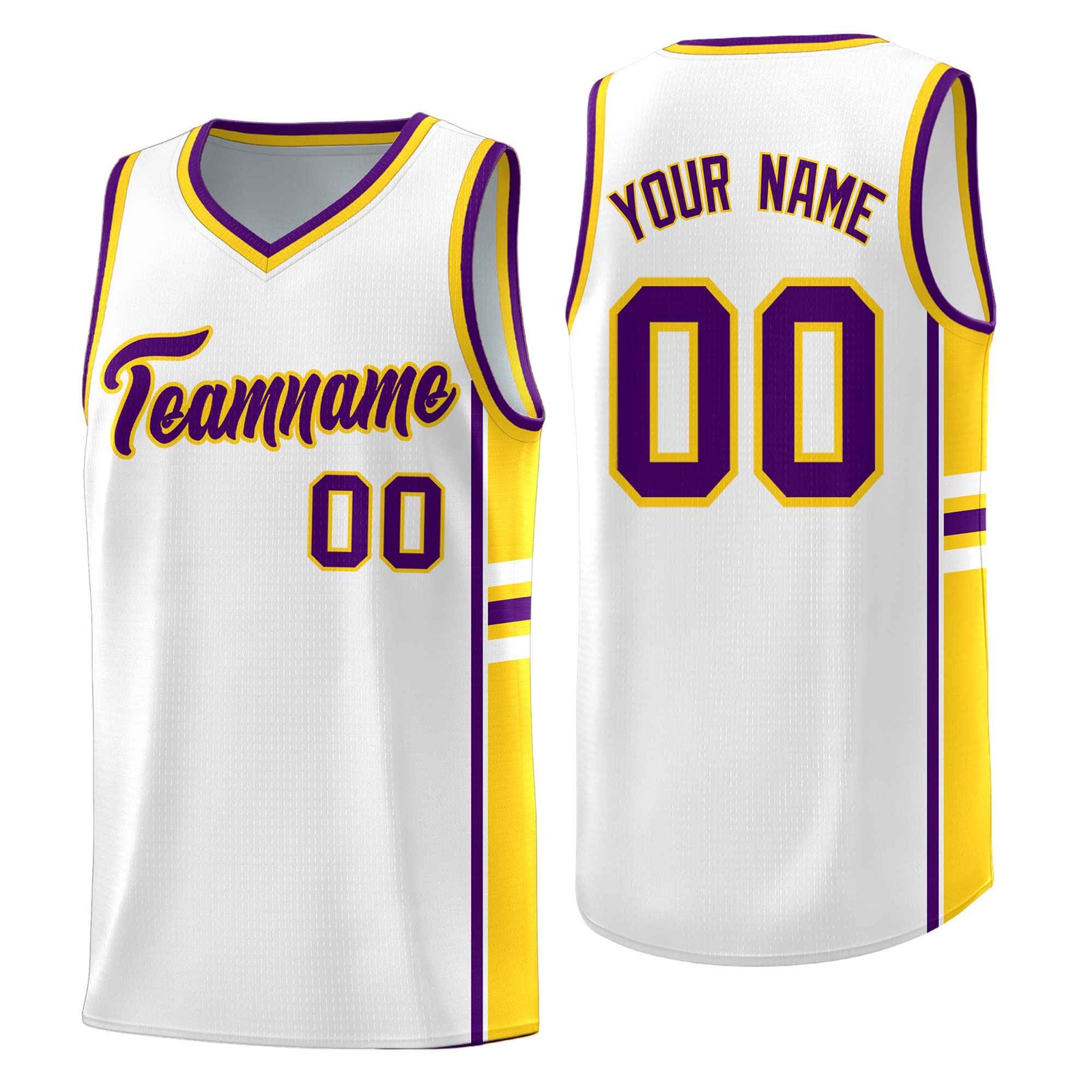 Custom Youth Basketball Jersey - White Gold Personalized Varsity Two-Tone Uniform