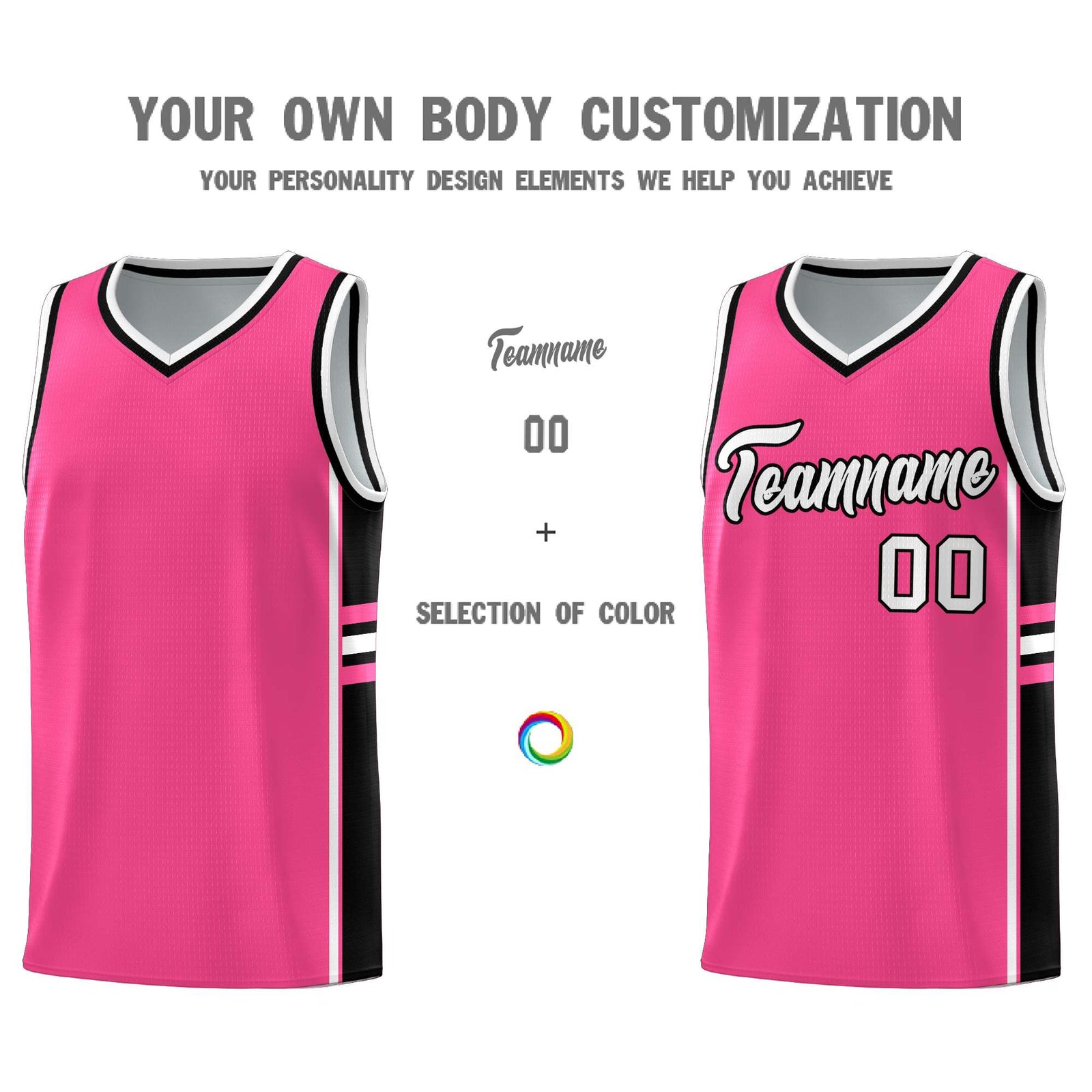 Custom Youth Basketball Jersey - Pink Black Two-Tone Varsity Jersey Set