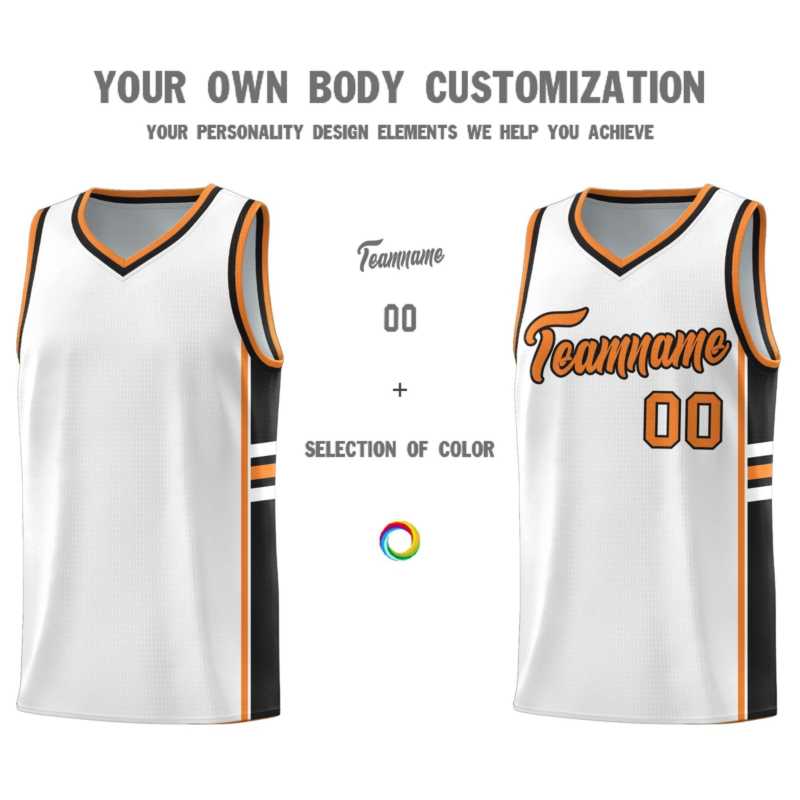 Custom Youth Basketball Jersey - White Gold Orange Personalized Varsity Two-Tone Uniform