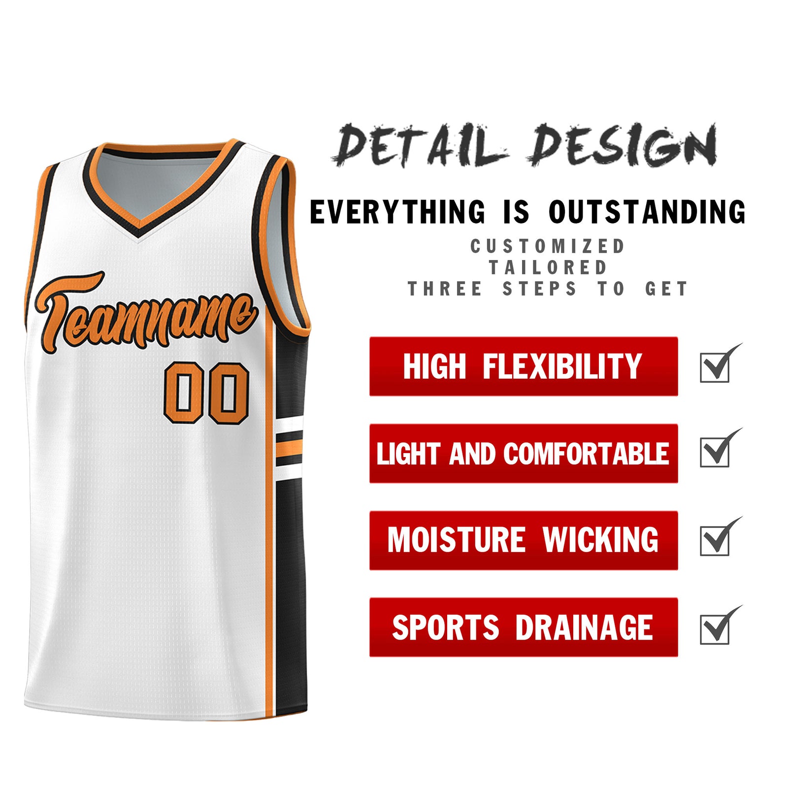 Custom Youth Basketball Jersey - White Gold Orange Personalized Varsity Two-Tone Uniform