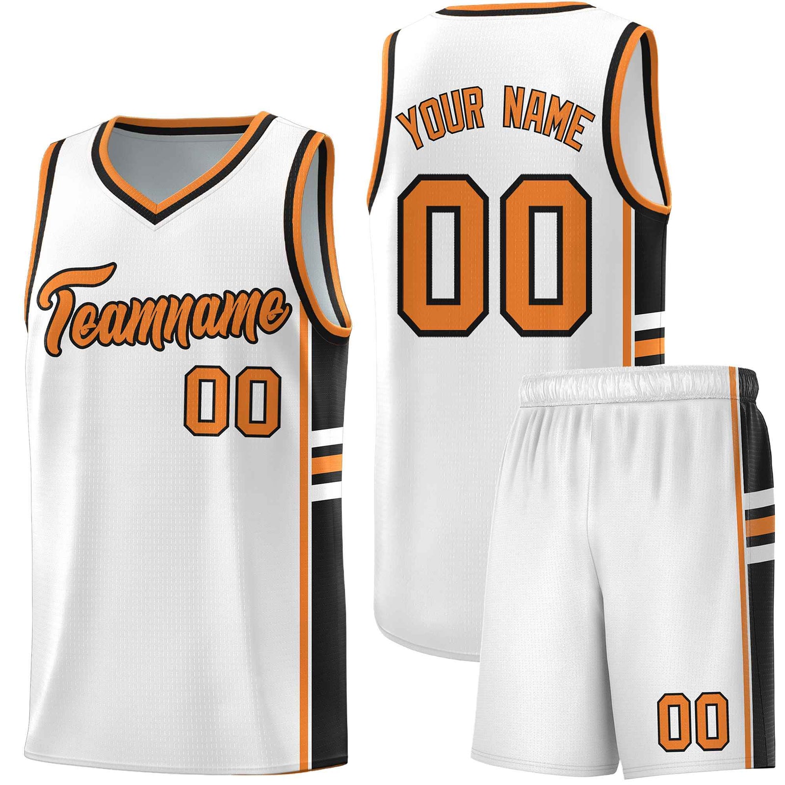 Custom Youth Basketball Jersey - White Gold Orange Personalized Varsity Two-Tone Uniform