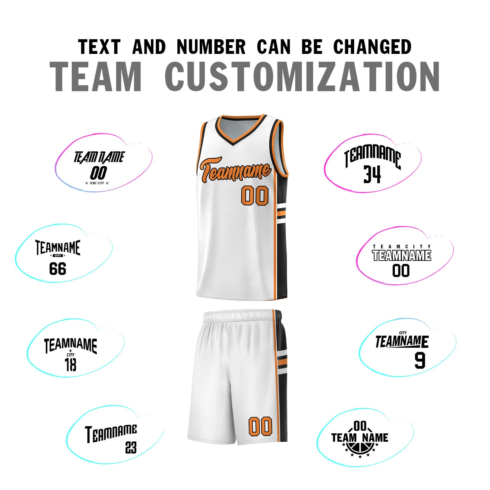 Custom Youth Basketball Jersey - White Gold Orange Personalized Varsity Two-Tone Uniform
