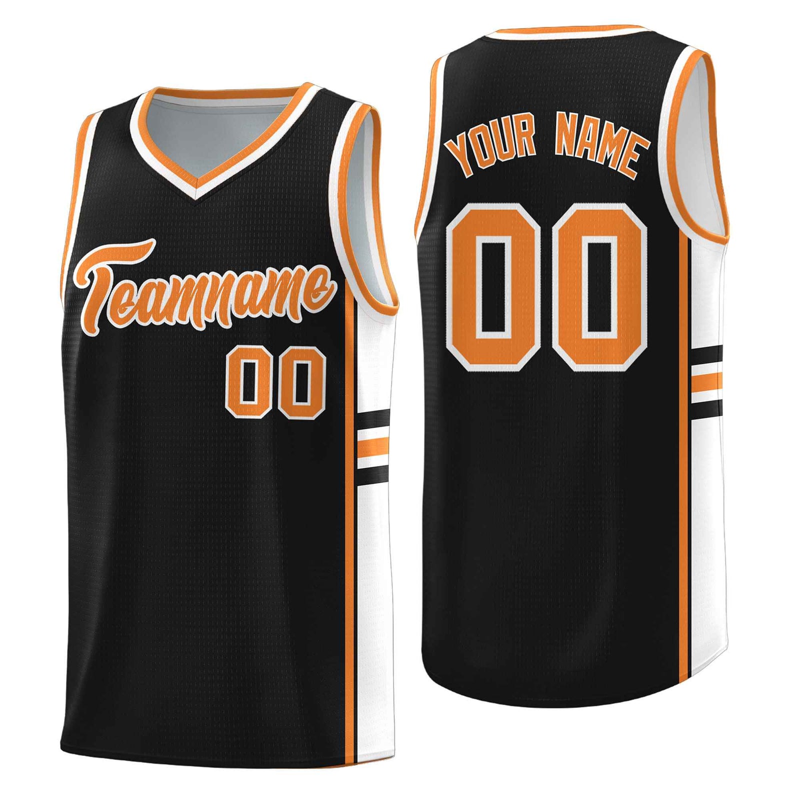 Custom Youth Basketball Jersey - Black Gold Orange Two-Tone Classic Varsity Uniform