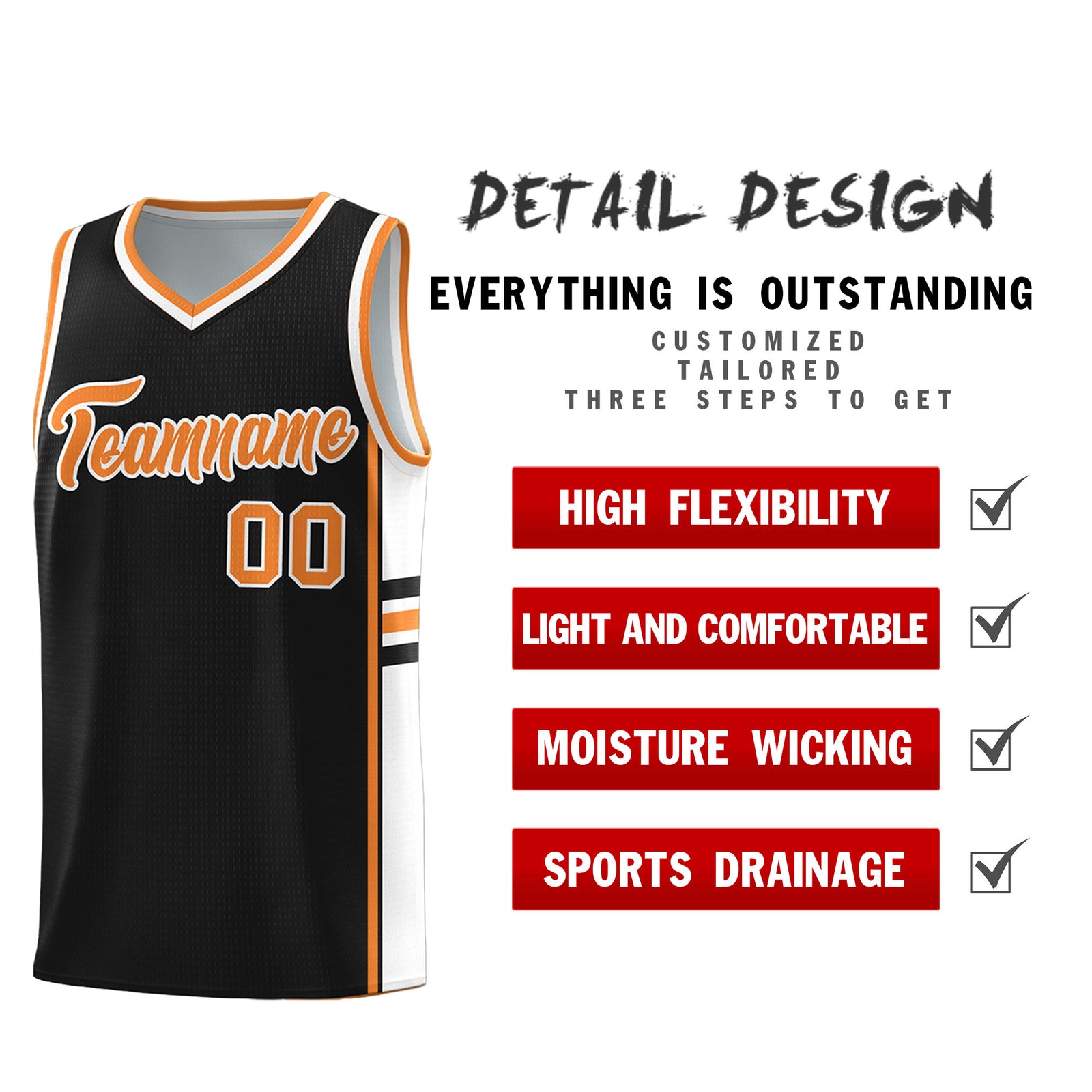 Custom Youth Basketball Jersey - Black Gold Orange Two-Tone Classic Varsity Uniform