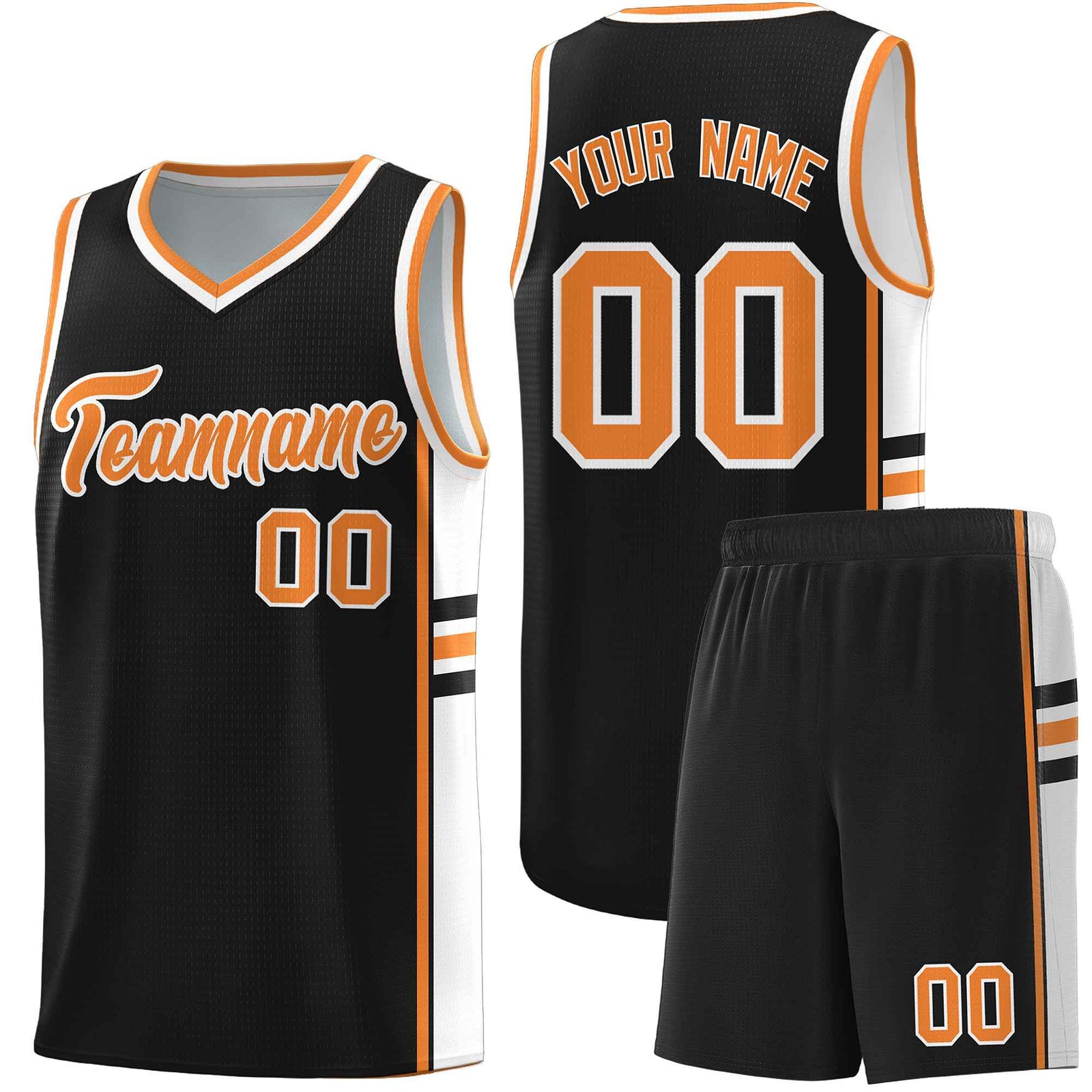 Custom Youth Basketball Jersey - Black Gold Orange Two-Tone Classic Varsity Uniform