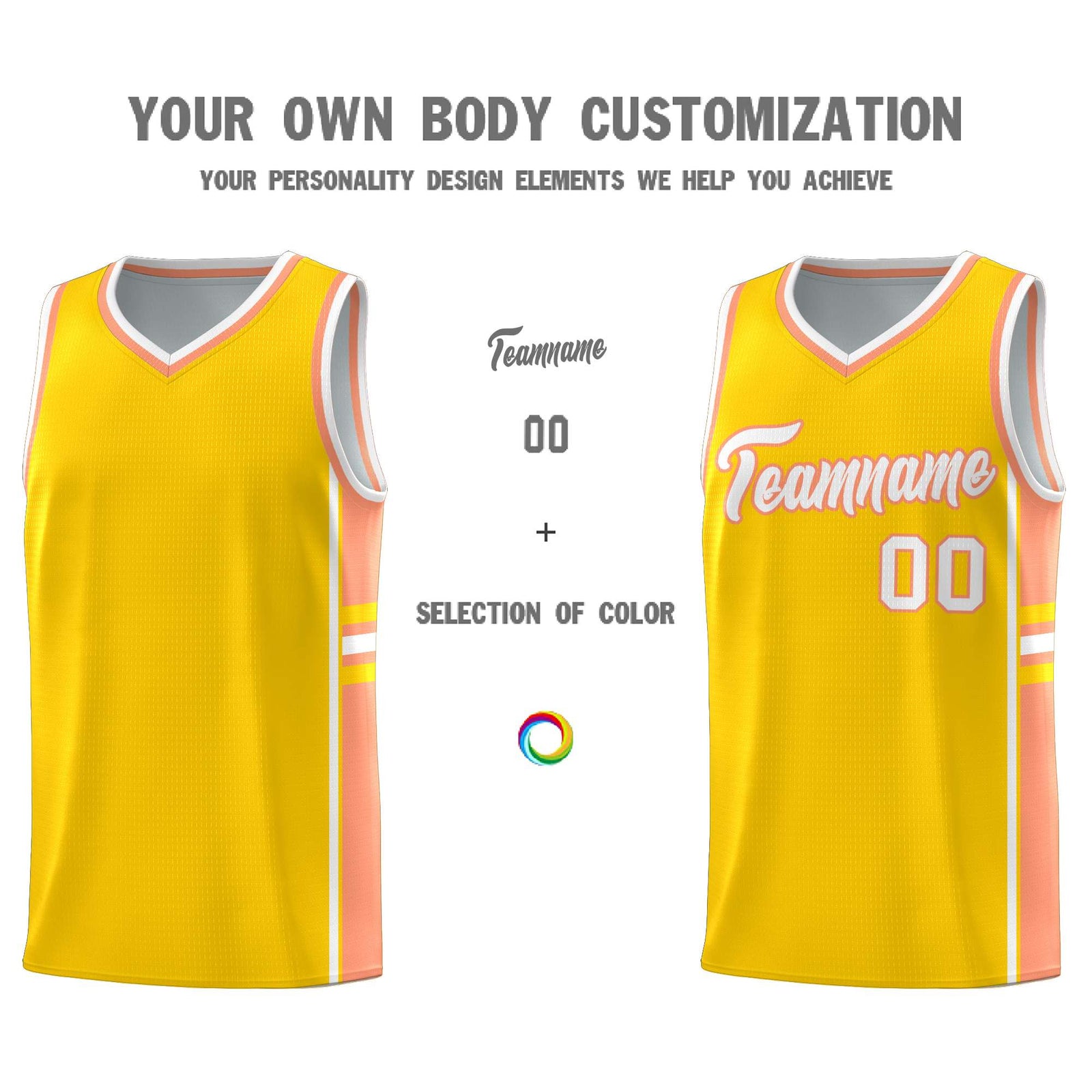 Custom Youth Basketball Jersey - Gold Light Orange Personalized Varsity Two-Tone Uniform