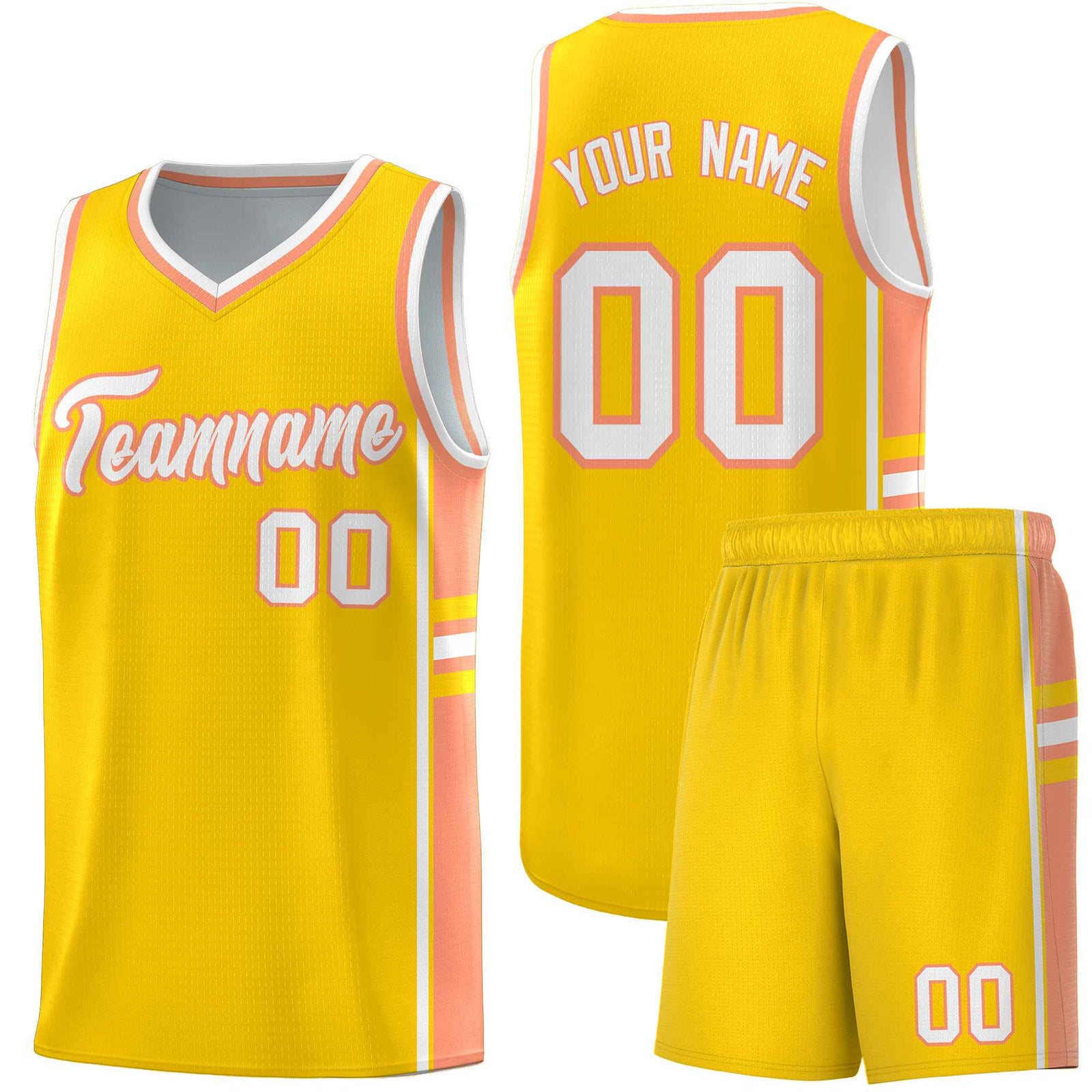 Custom Youth Basketball Jersey - Gold Light Orange Personalized Varsity Two-Tone Uniform