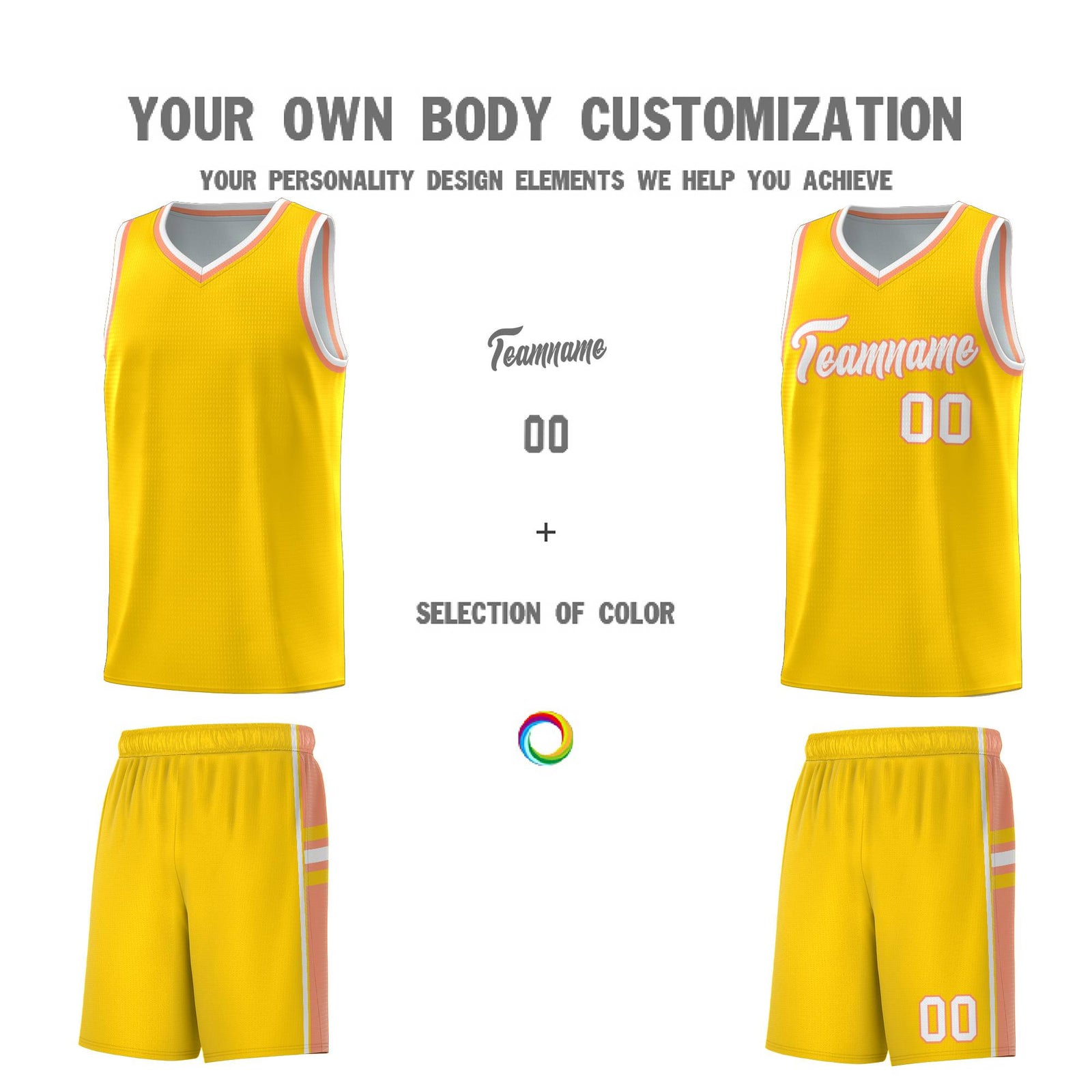 Custom Youth Basketball Jersey - Gold Light Orange Personalized Varsity Two-Tone Uniform