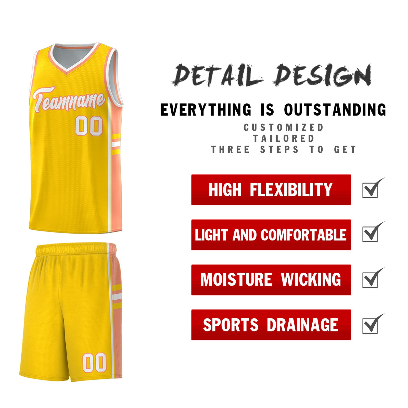 Custom Youth Basketball Jersey - Gold Light Orange Personalized Varsity Two-Tone Uniform