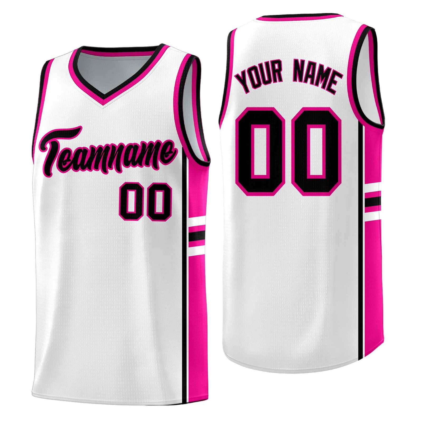Custom Youth Basketball Jersey - White Pink Two-Tone Varsity Jersey Set