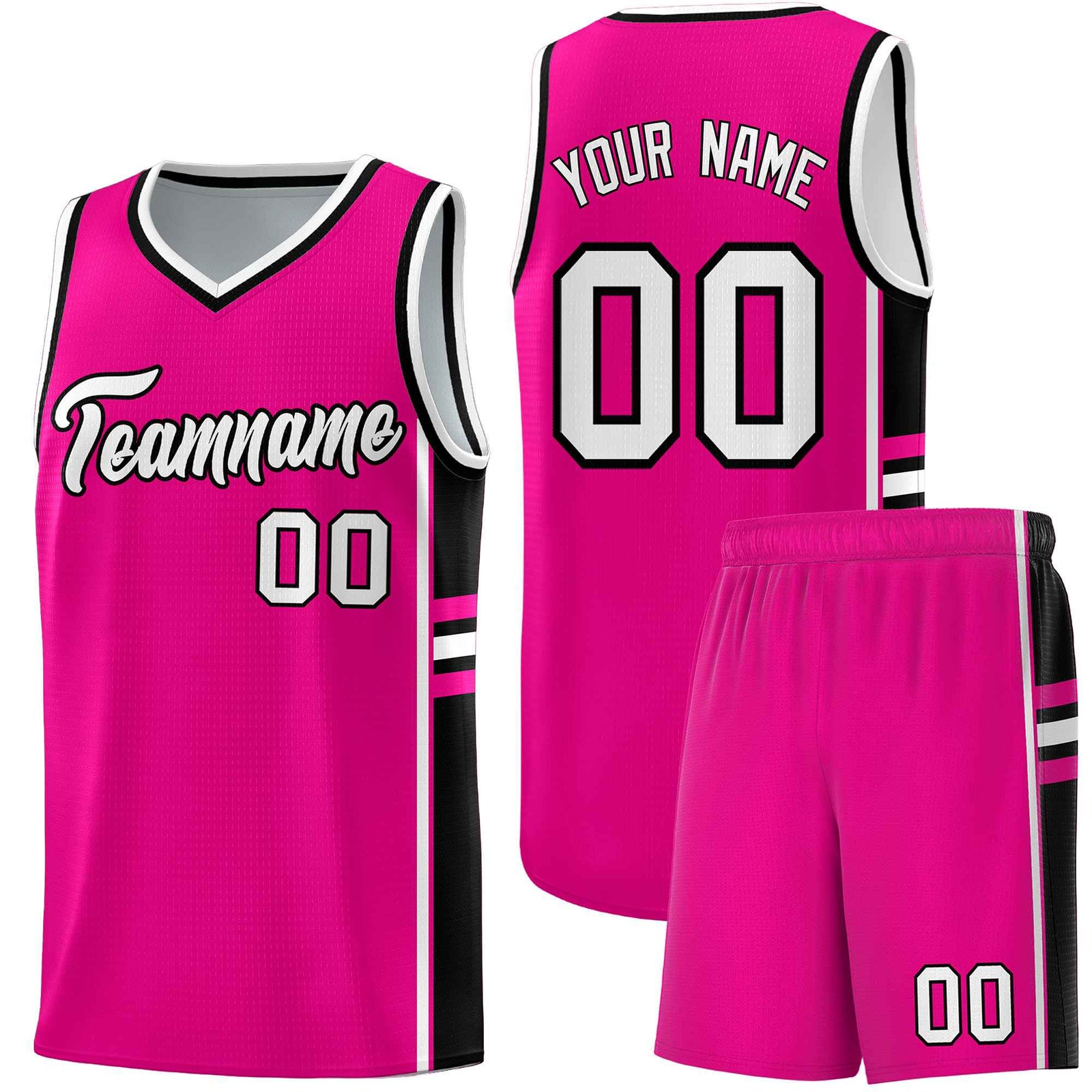 Custom Youth Basketball Jersey - Pink Black Personalized Varsity Two-Tone Uniform