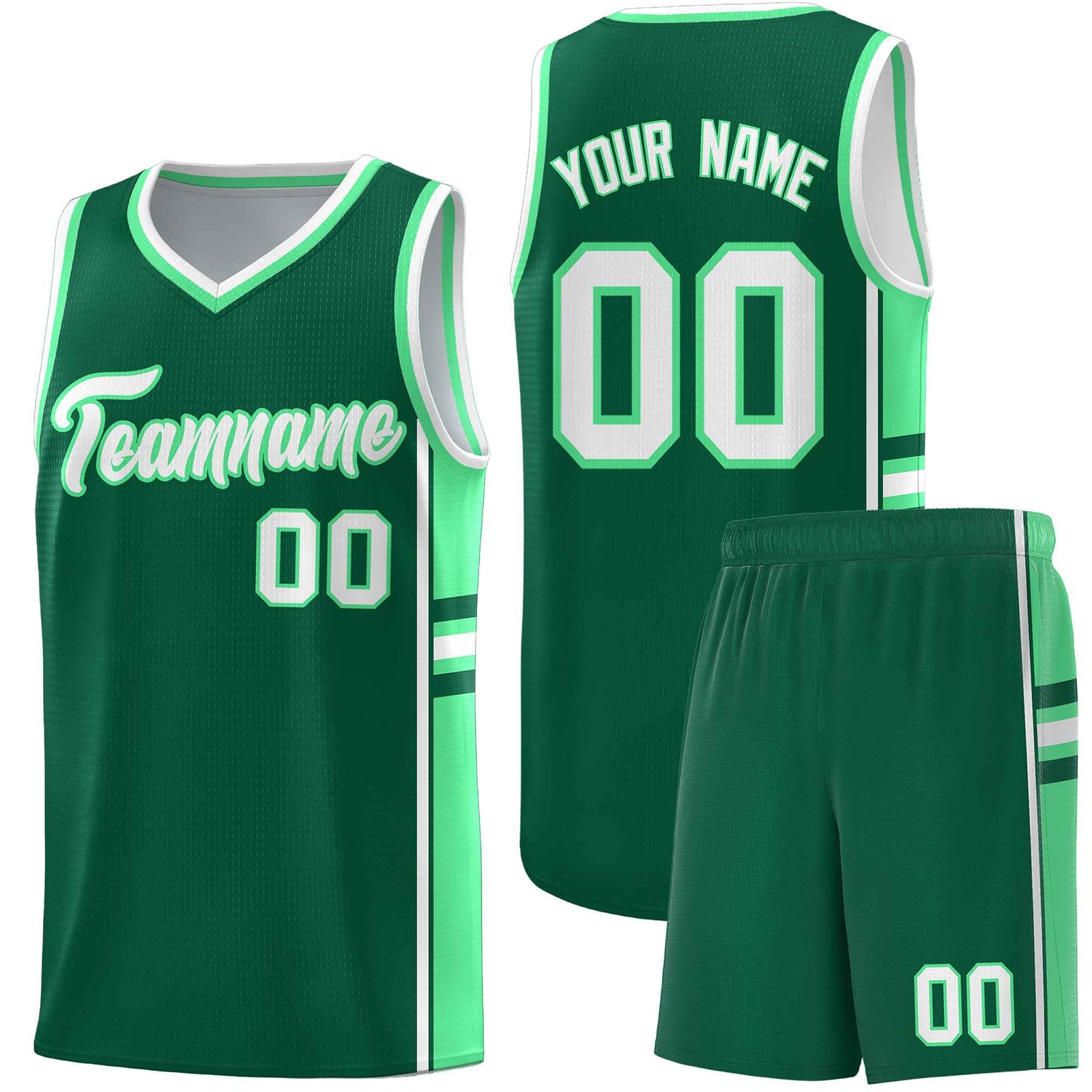 Custom Youth Basketball Jersey - Kelly Green Green Two-Tone Classic Varsity Uniform