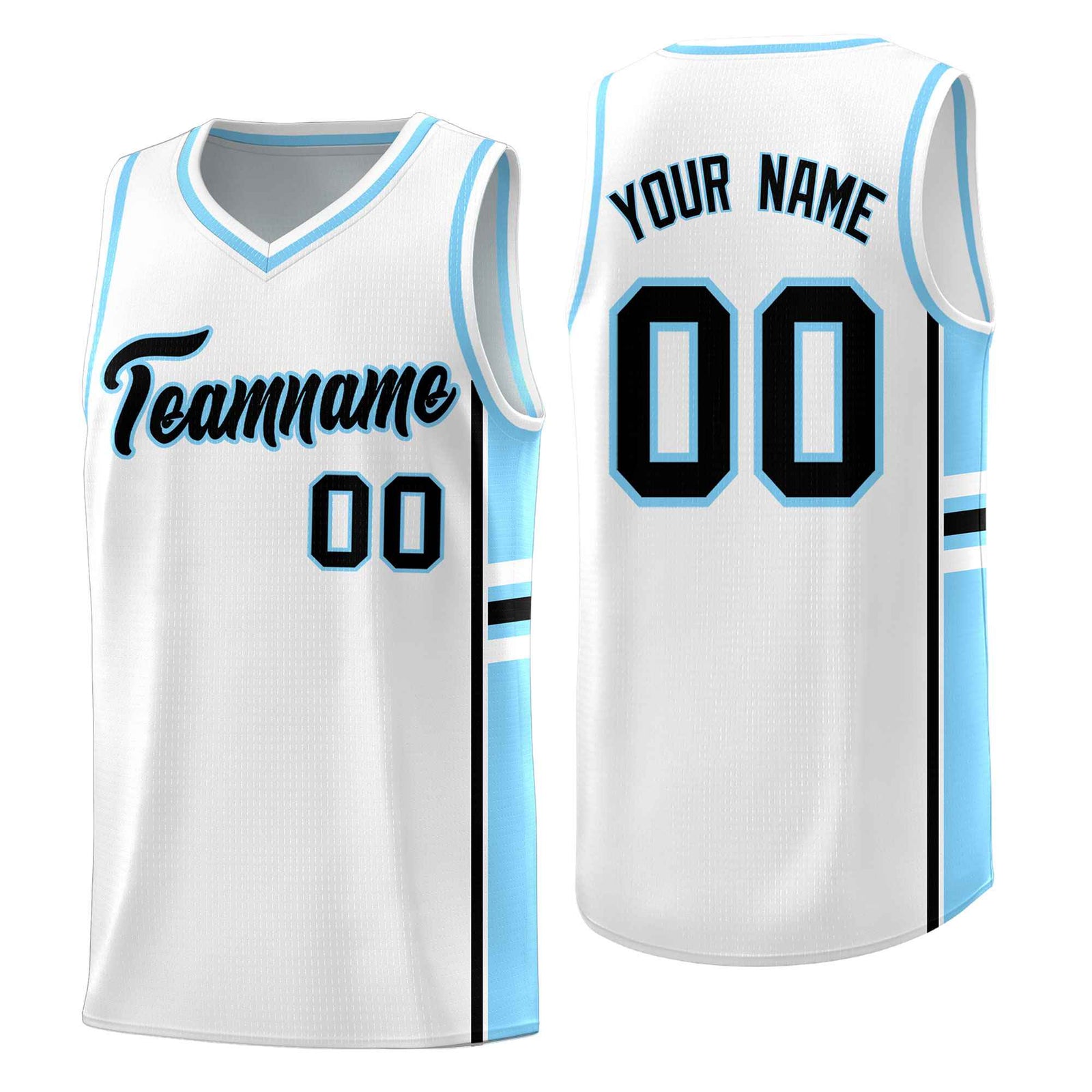 Custom Youth Basketball Jersey - White Light Blue Two-Tone Varsity Jersey Set