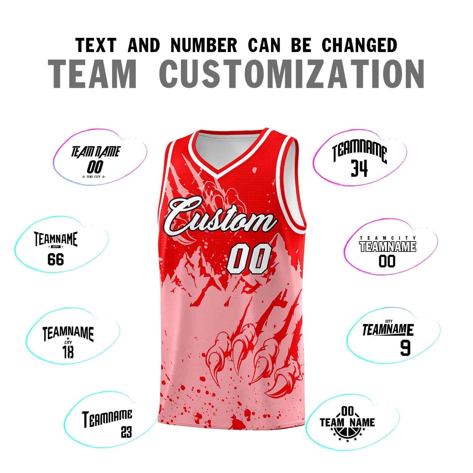 Custom Light Red Light Pink Snow Mountain Beast Pattern Sports Uniform Basketball Jersey