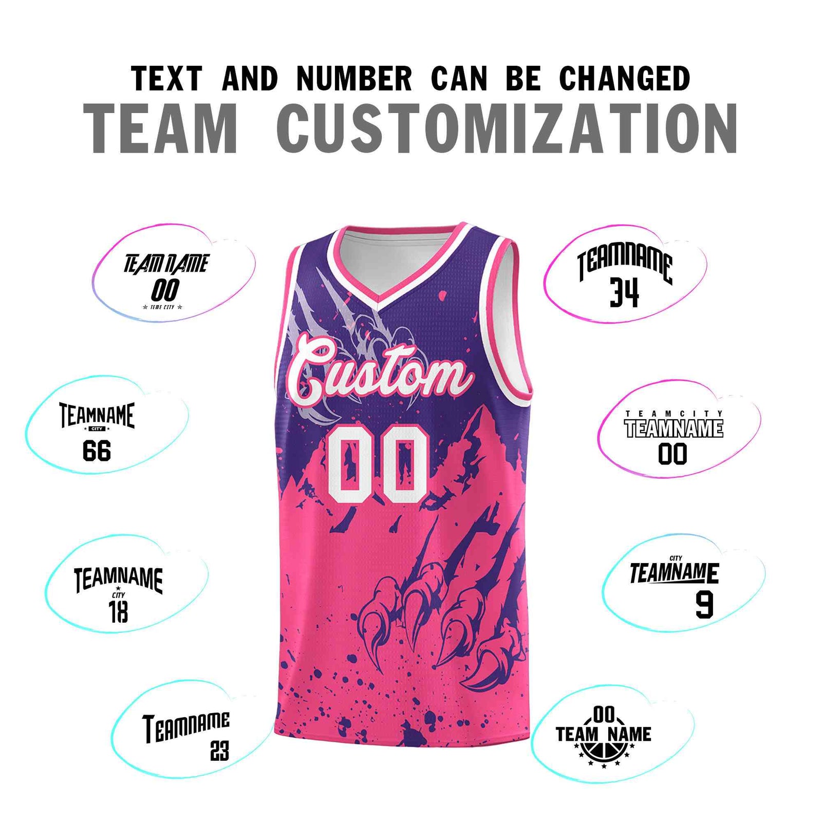 Custom Purple Pink Snow Mountain Beast Pattern Sports Uniform Basketball Jersey| KXKSHOP
