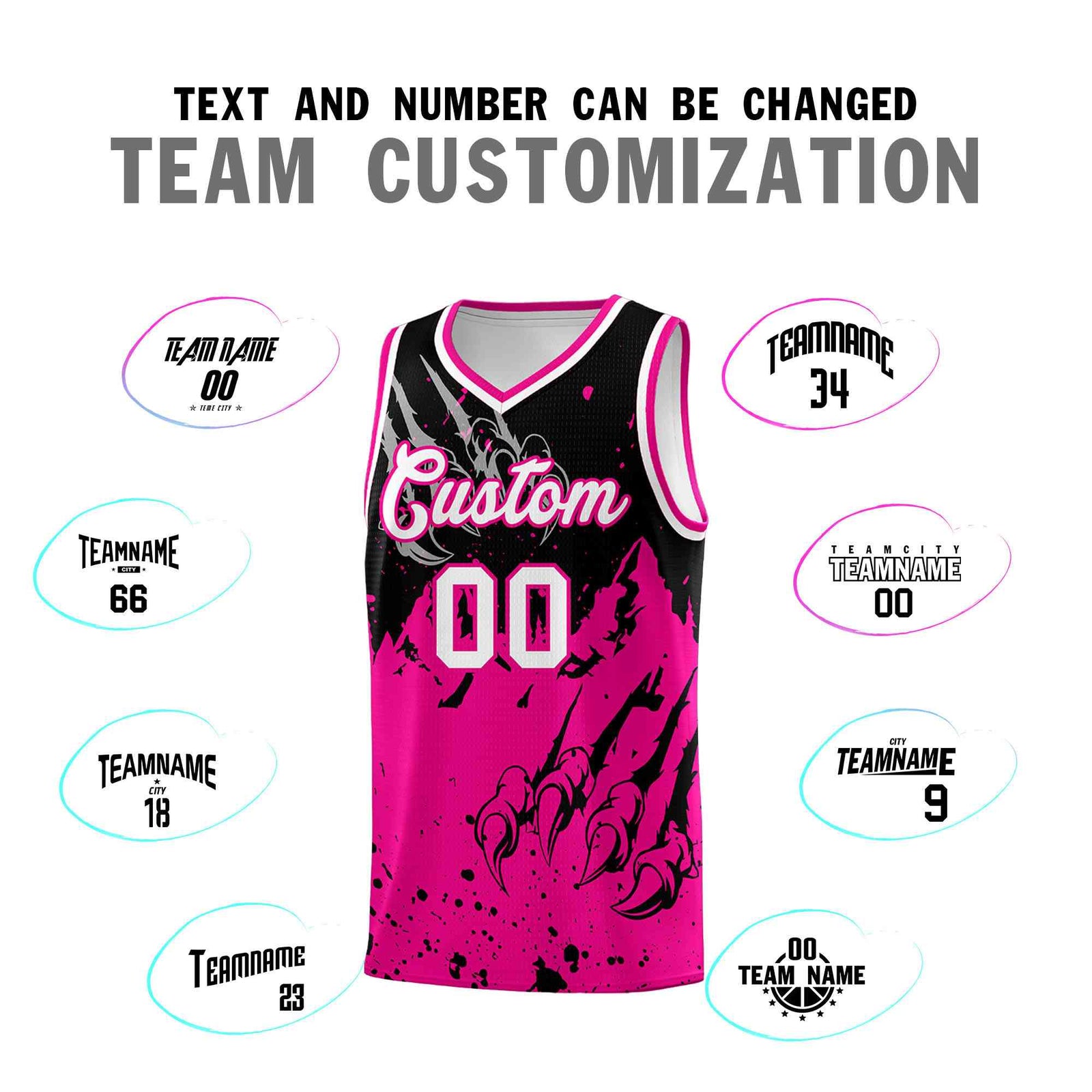 Custom Black Pink Snow Mountain Beast Pattern Sports Uniform Basketball Jersey| KXKSHOP