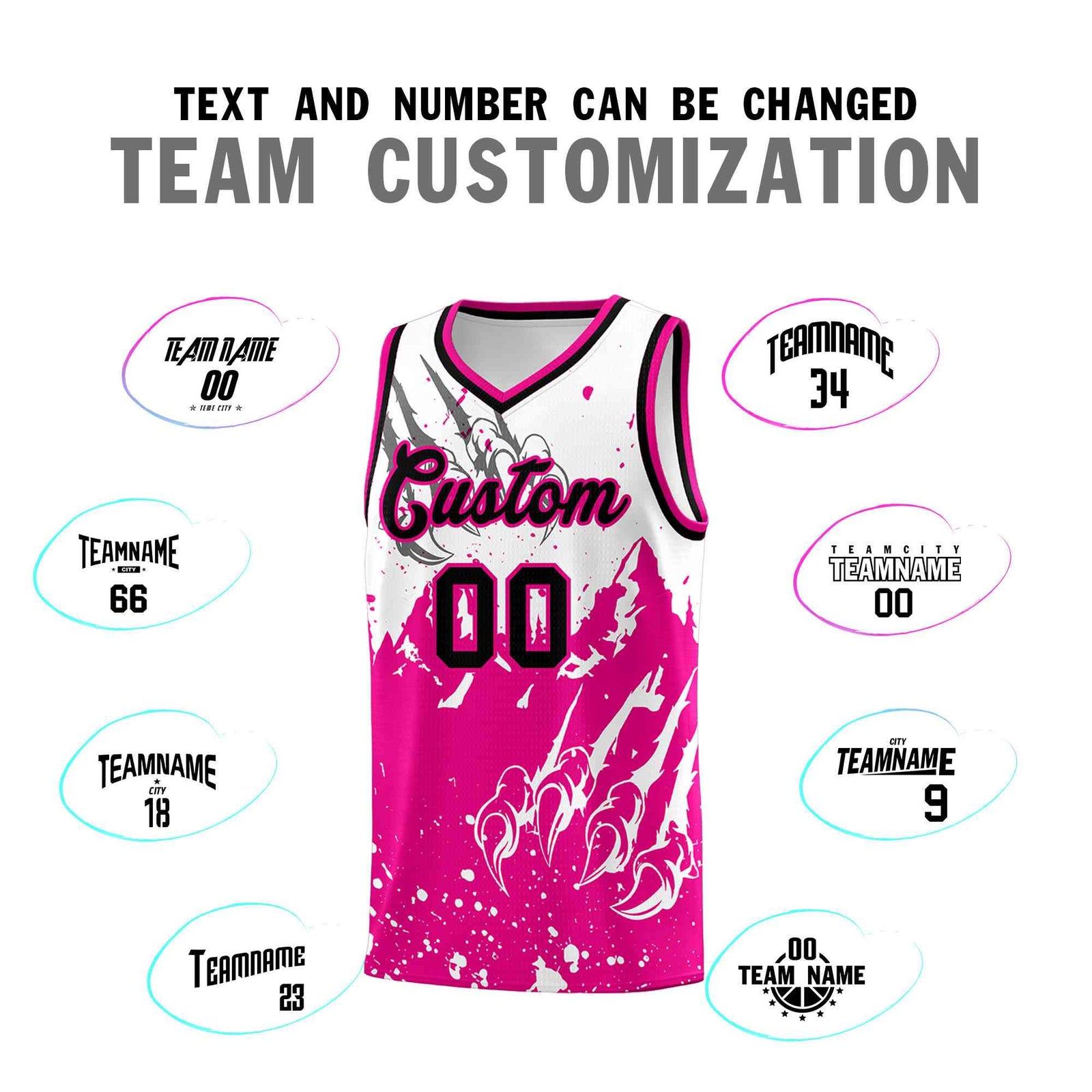 Custom White Pink Snow Mountain Beast Pattern Sports Uniform Basketball Jersey| KXKSHOP