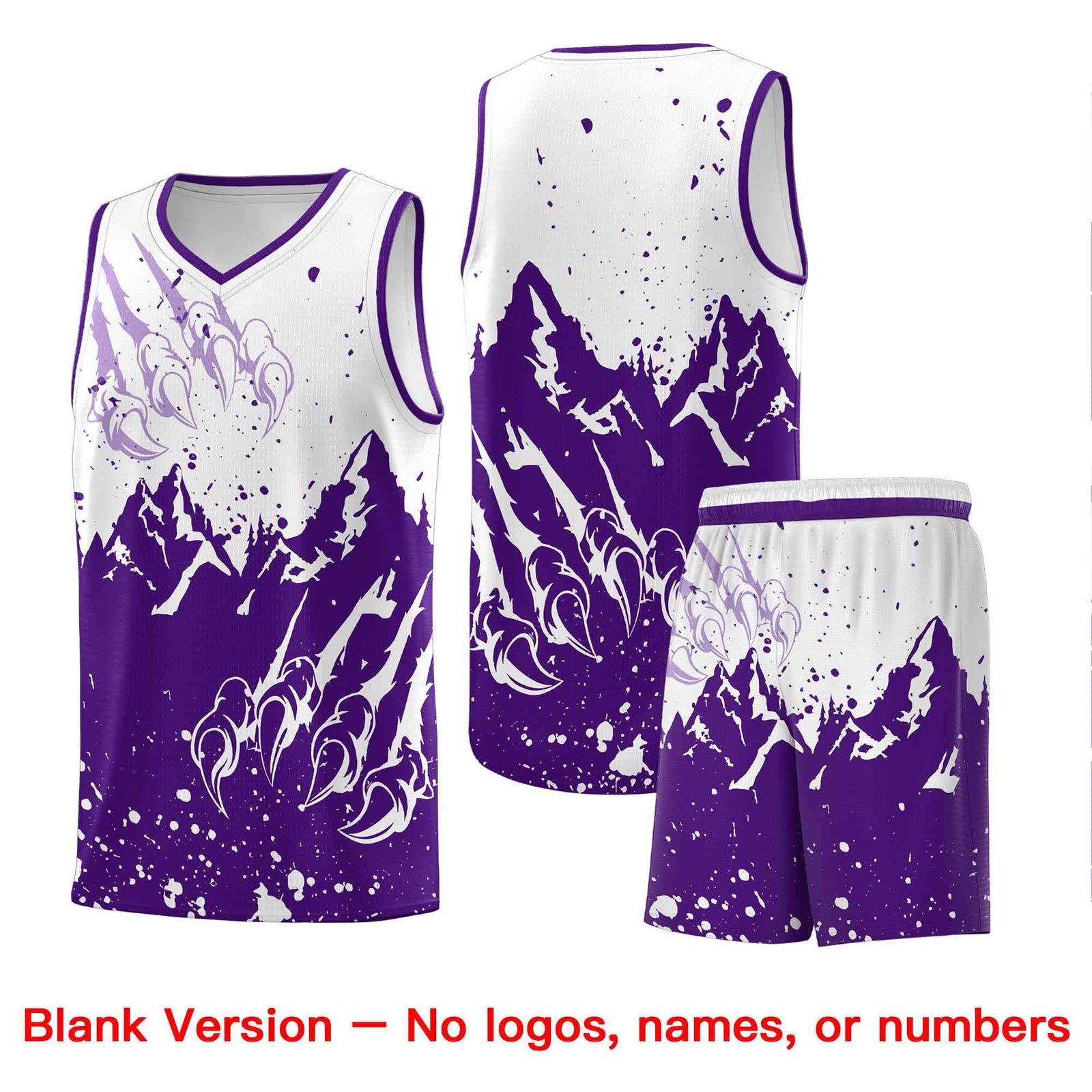 Custom White Purple Snow Mountain Beast Pattern Sports Uniform Basketball Jersey| KXKSHOP