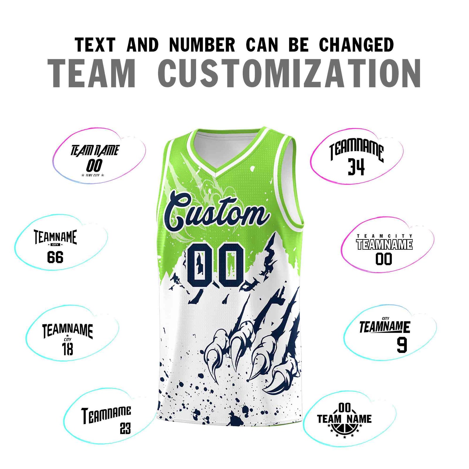 Custom Fluorescent Green White Snow Mountain Beast Pattern Sports Uniform Basketball Jersey| KXKSHOP