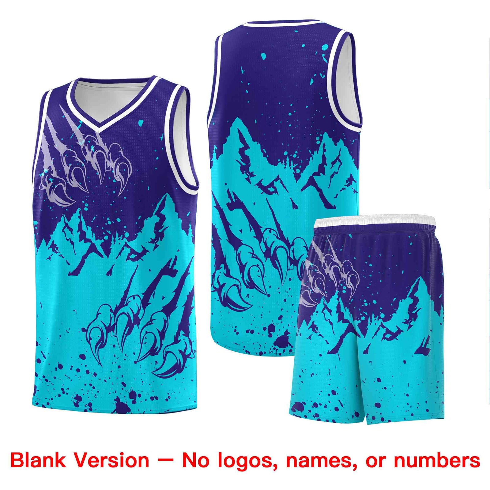 Custom Royal Sky Blue Snow Mountain Beast Pattern Sports Uniform Basketball Jersey| KXKSHOP