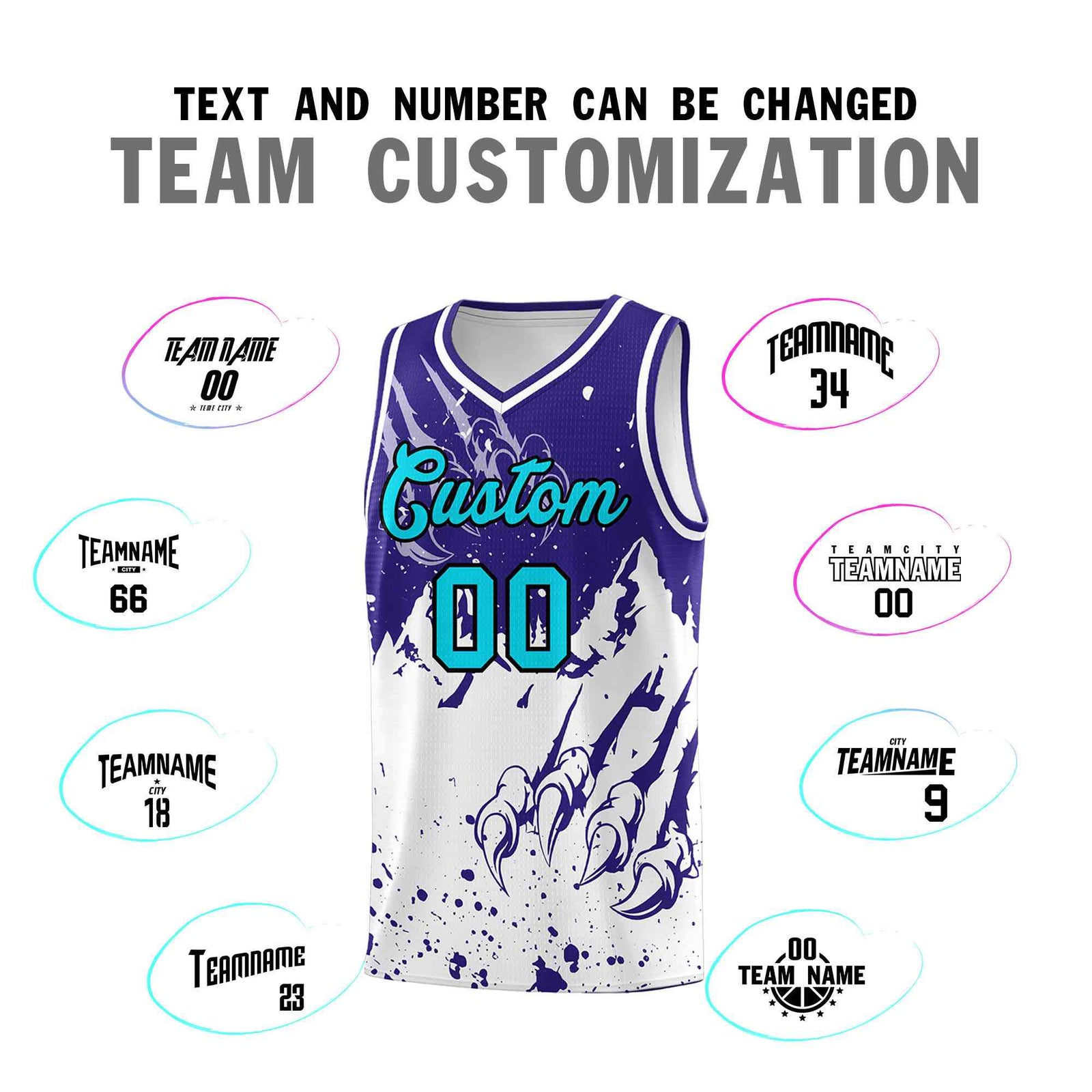 Custom Royal White Snow Mountain Beast Pattern Sports Uniform Basketball Jersey| KXKSHOP