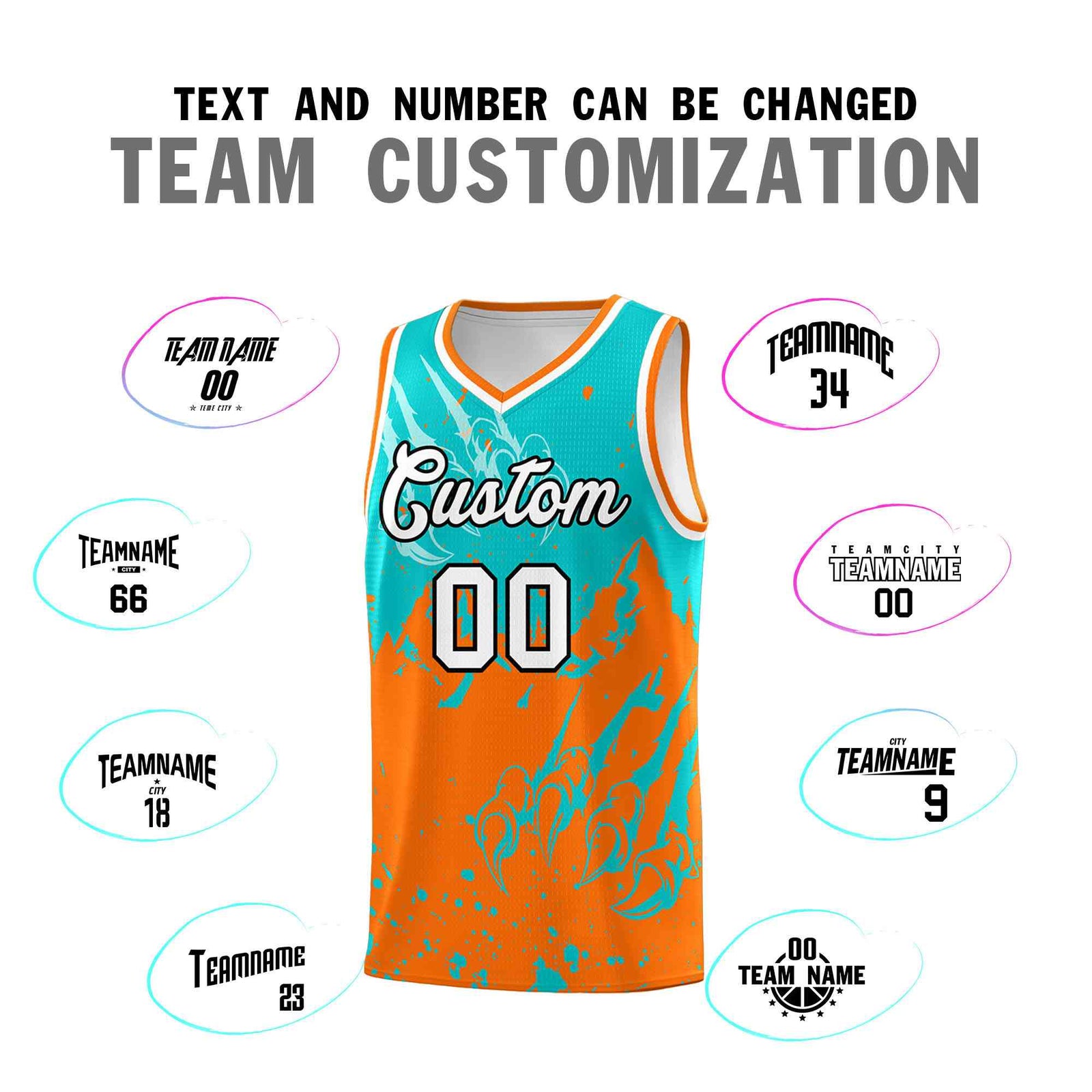 Custom Aqua Orange Snow Mountain Beast Pattern Sports Uniform Basketball Jersey| KXKSHOP