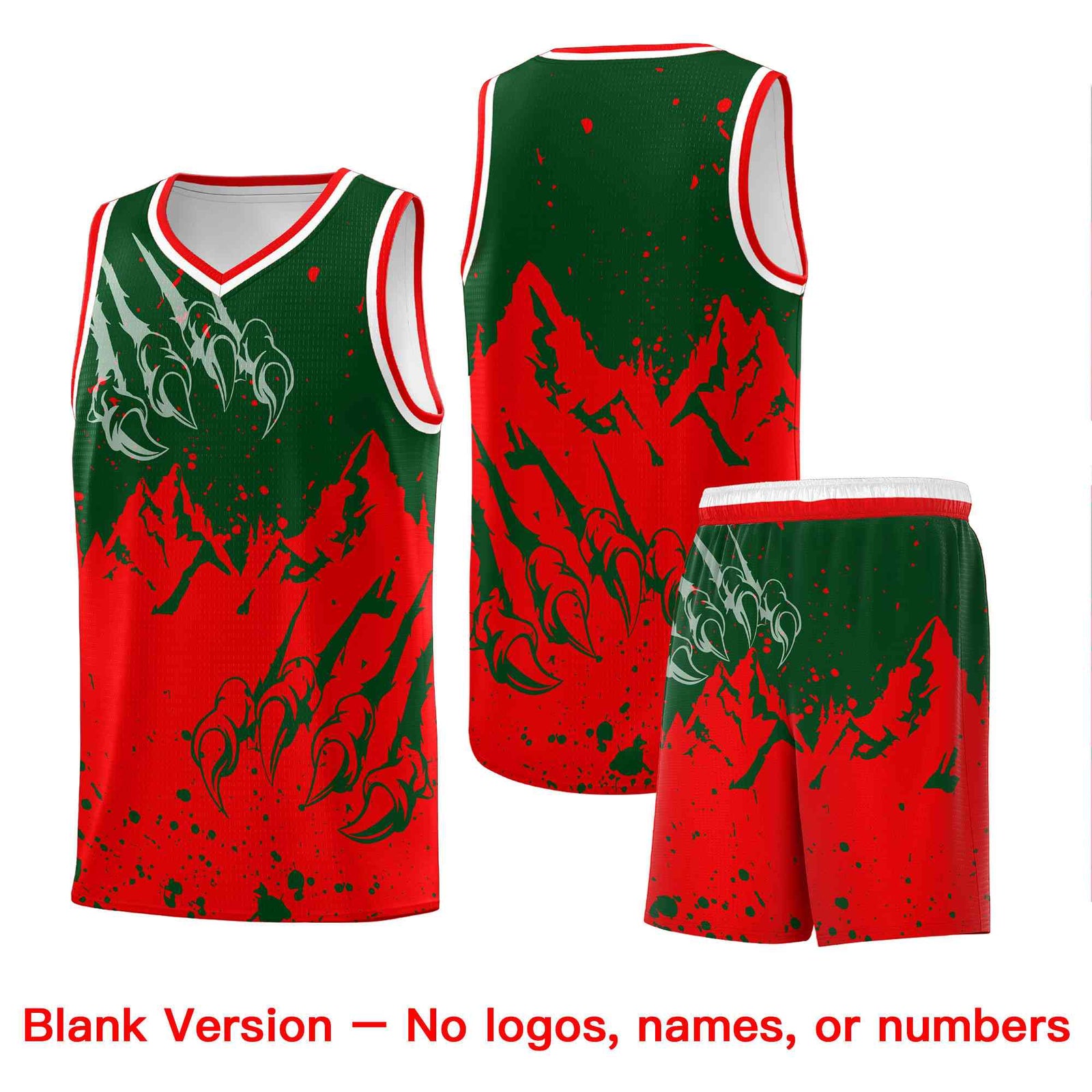 Custom Green Light Red Snow Mountain Beast Pattern Sports Uniform Basketball Jersey| KXKSHOP