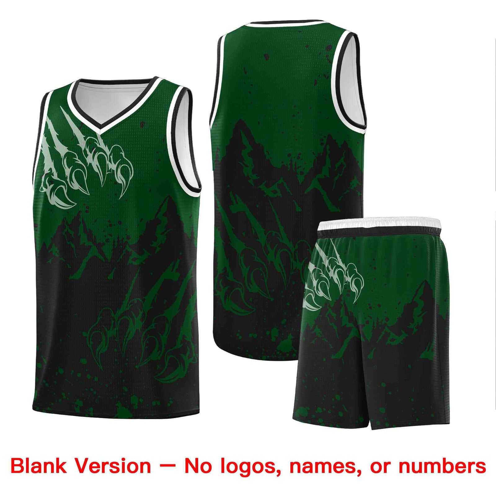 Custom Green Black Snow Mountain Beast Pattern Sports Uniform Basketball Jersey| KXKSHOP