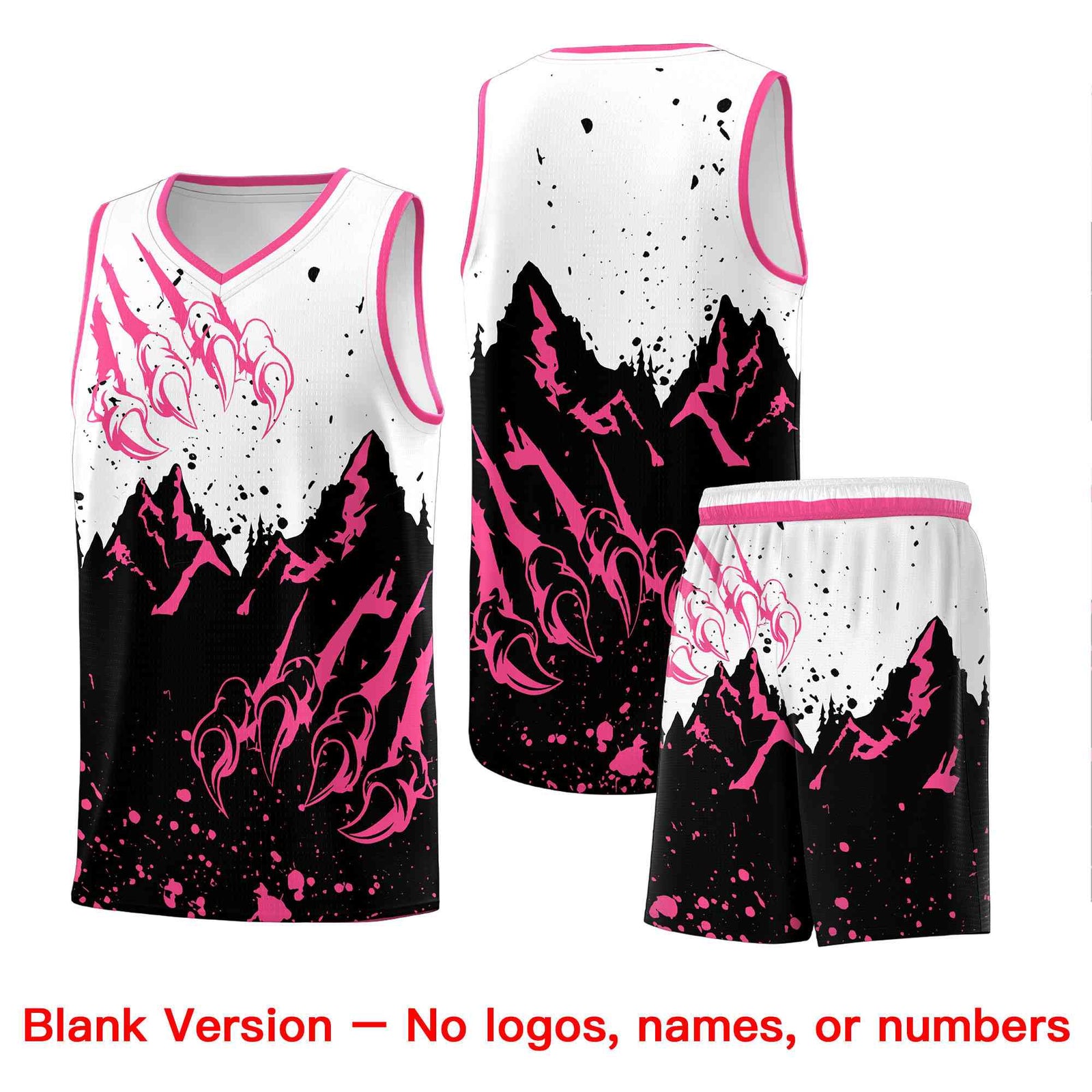 Custom White Pink Snow Mountain Beast Pattern Sports Uniform Basketball Jersey| KXKSHOP