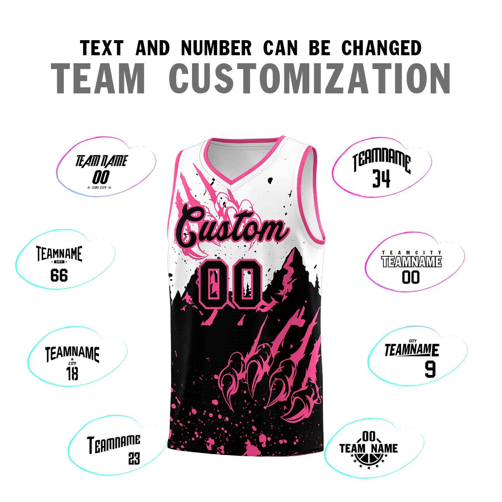 Custom White Pink Snow Mountain Beast Pattern Sports Uniform Basketball Jersey| KXKSHOP