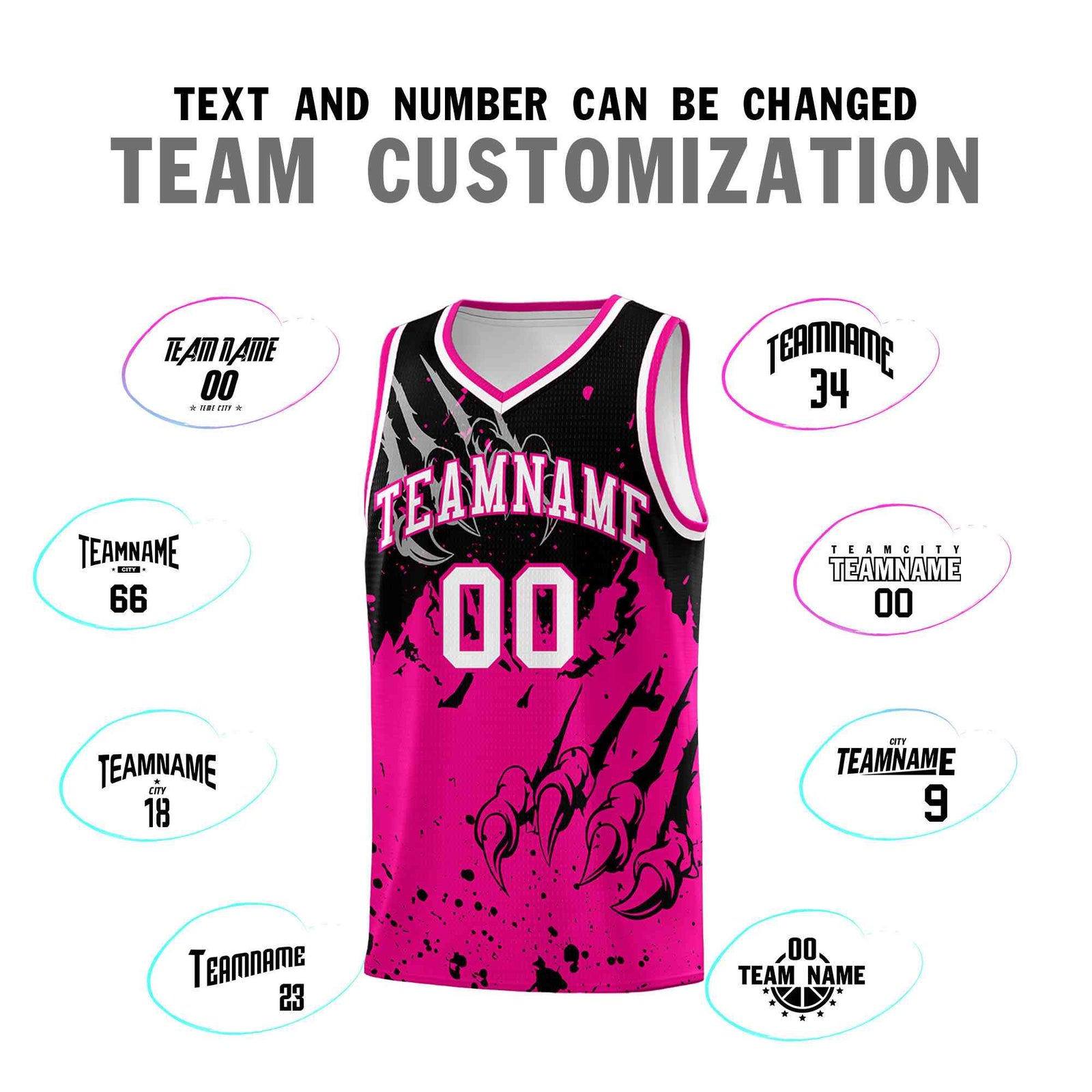 Custom Black Pink Snow Mountain Beast Pattern Sports Uniform Basketball Jersey