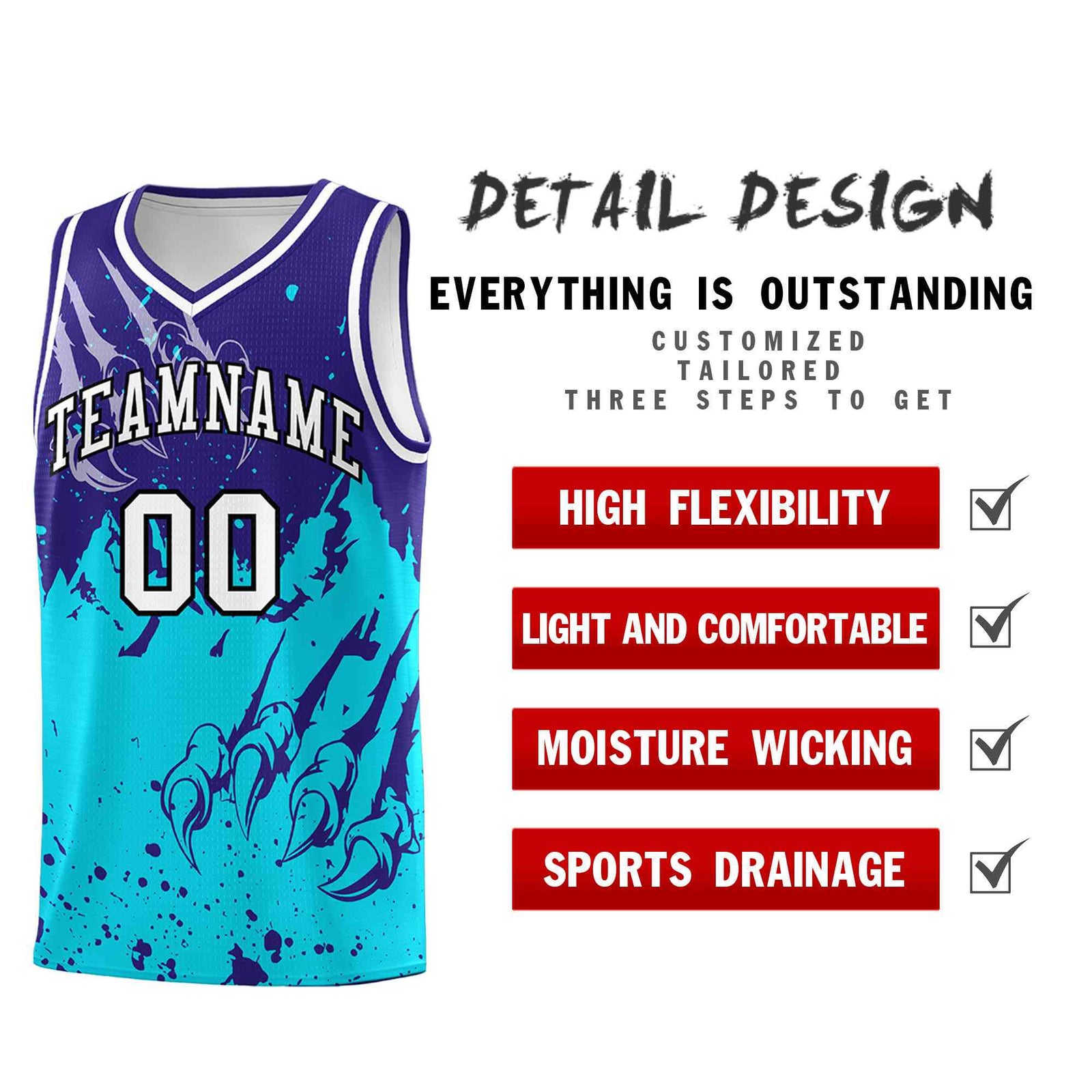 Custom Royal Sky Blue Snow Mountain Beast Pattern Sports Uniform Basketball Jersey