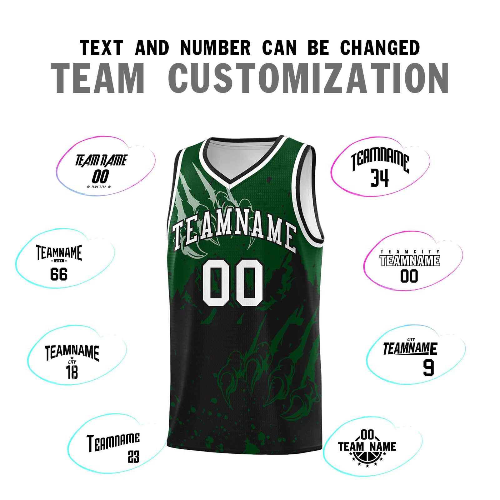 Custom Green Black Snow Mountain Beast Pattern Sports Uniform Basketball Jersey