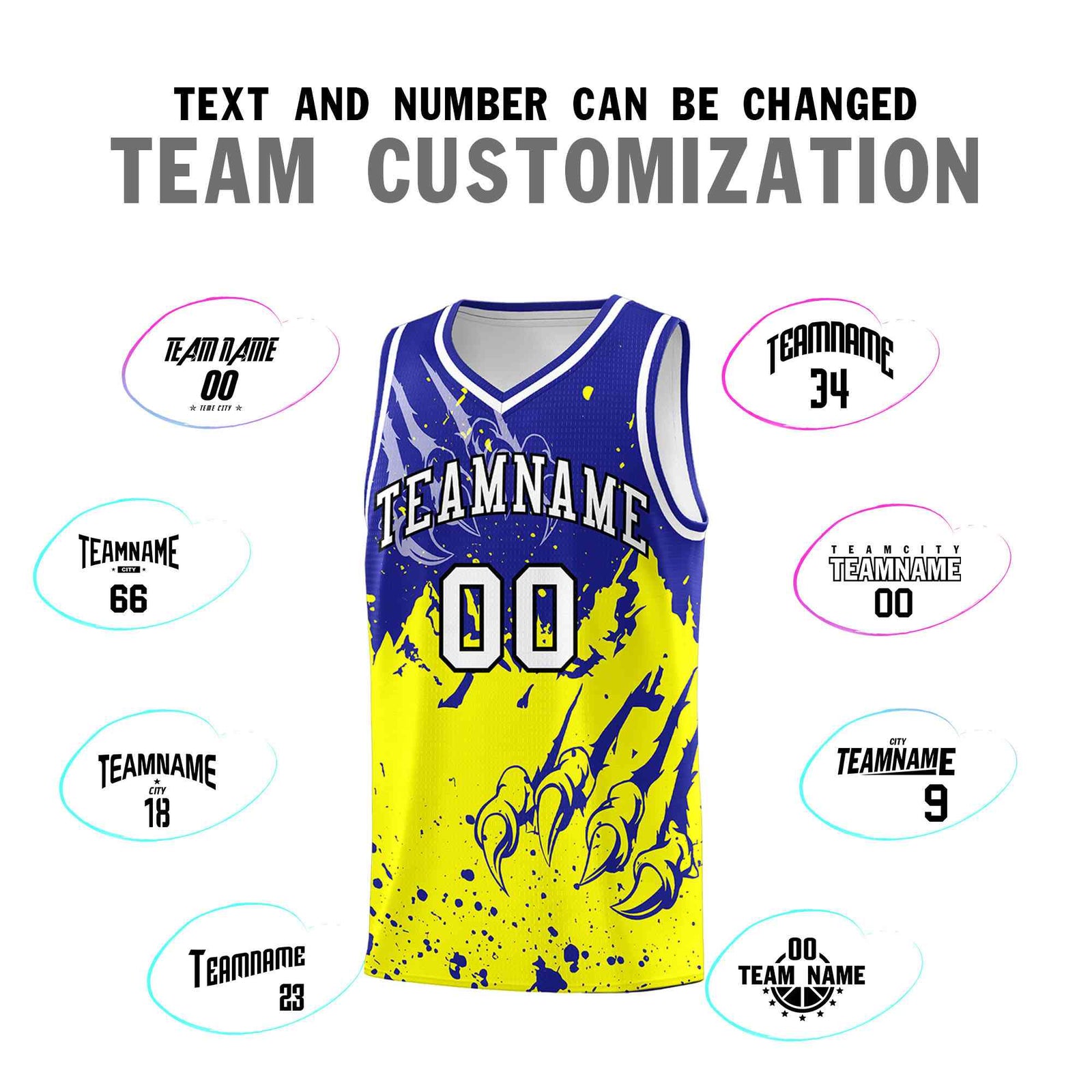 Custom Royal Fluorescent Yellow Snow Mountain Beast Pattern Sports Uniform Basketball Jersey
