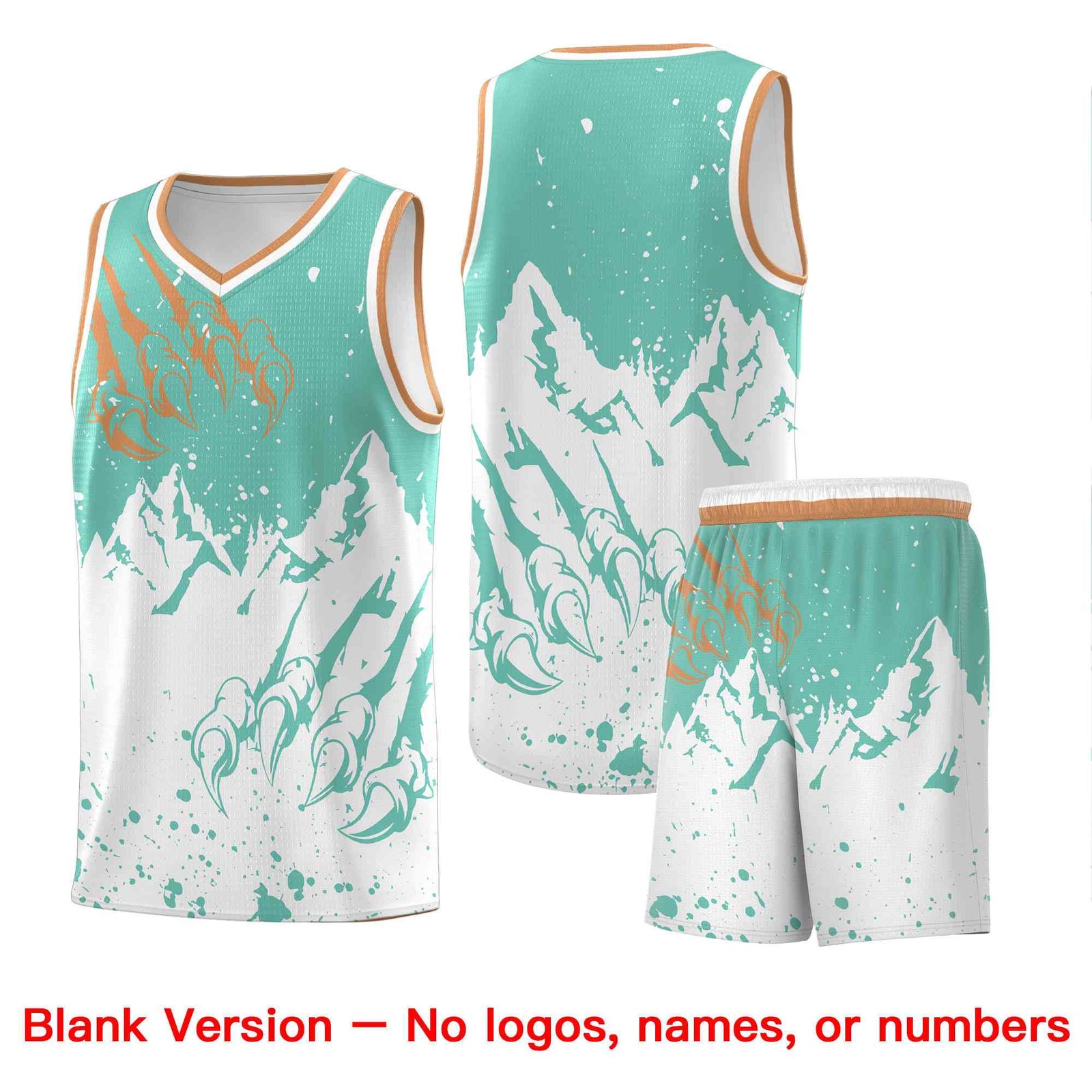 Custom Bright Green White Snow Mountain Beast Pattern Sports Uniform Basketball Jersey